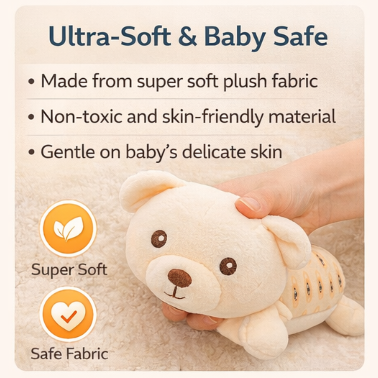 Sunnozy Piku-Piku Sound Baby Rattle Plush Toy – Ultra Soft & Safe Sensory Toy for Babies (0–3 Years)