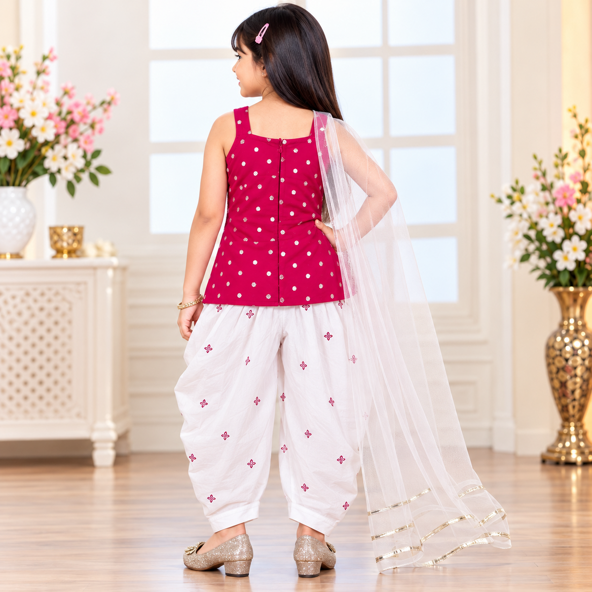 SPARKLE girls rani pink ethnic set back model photoshoot