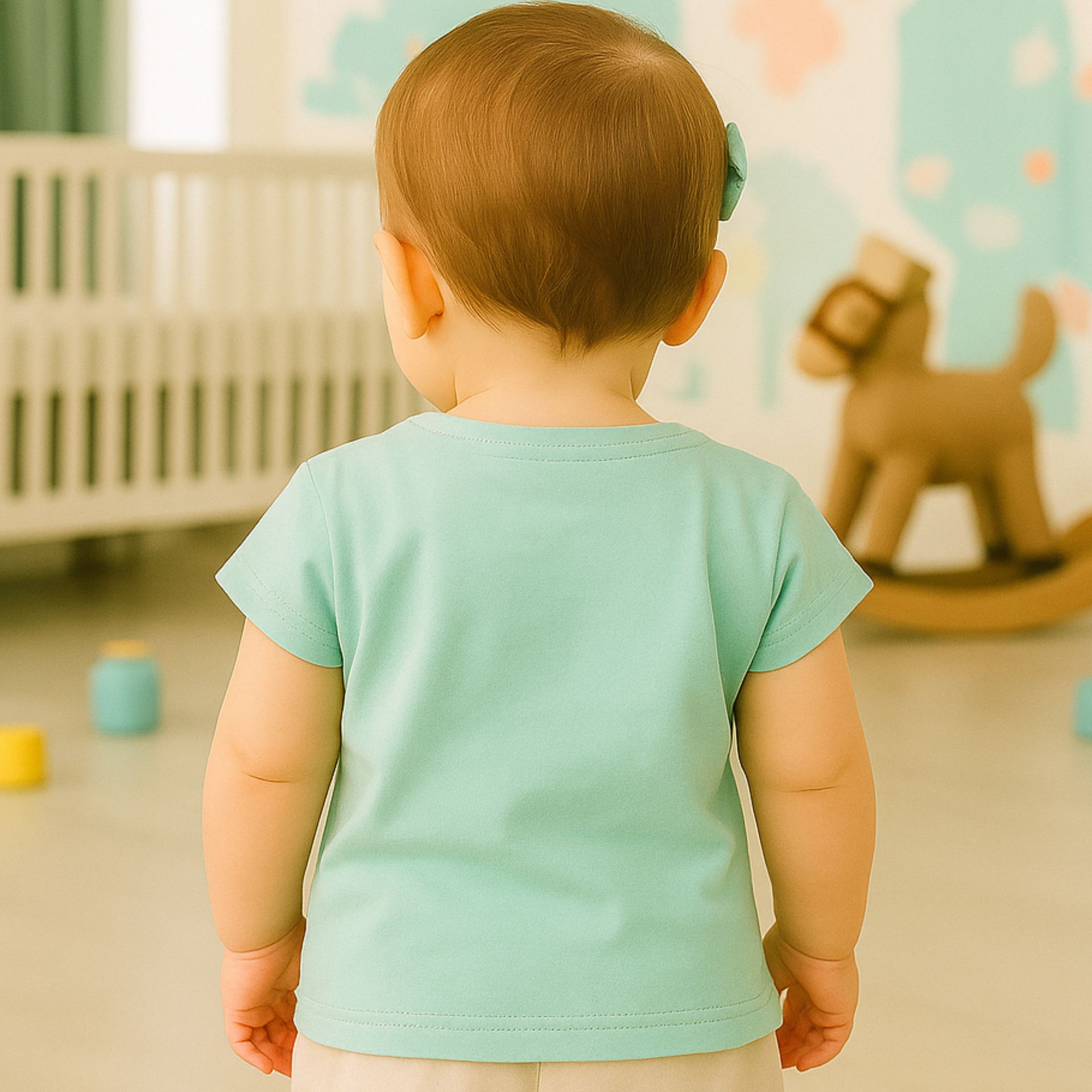 OLLYPOP Girls’ Soft Cotton Top – Green | Comfortable Everyday Wear for 12 Months to 3 Years