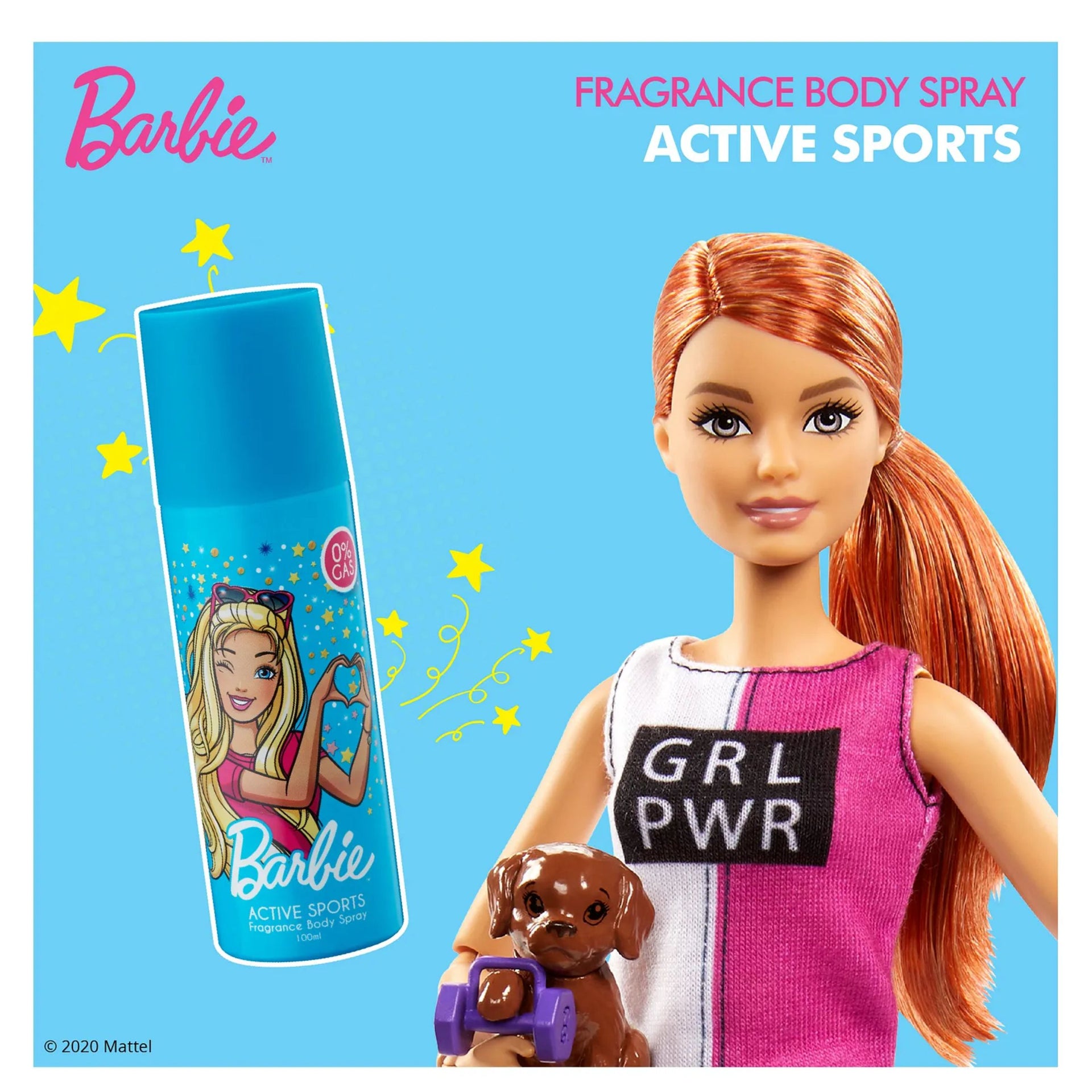 Barbie Fragrance Body Spray Active Sports, 100ml , enchanting and gentle Barbie Fragrance Body Spray for kids