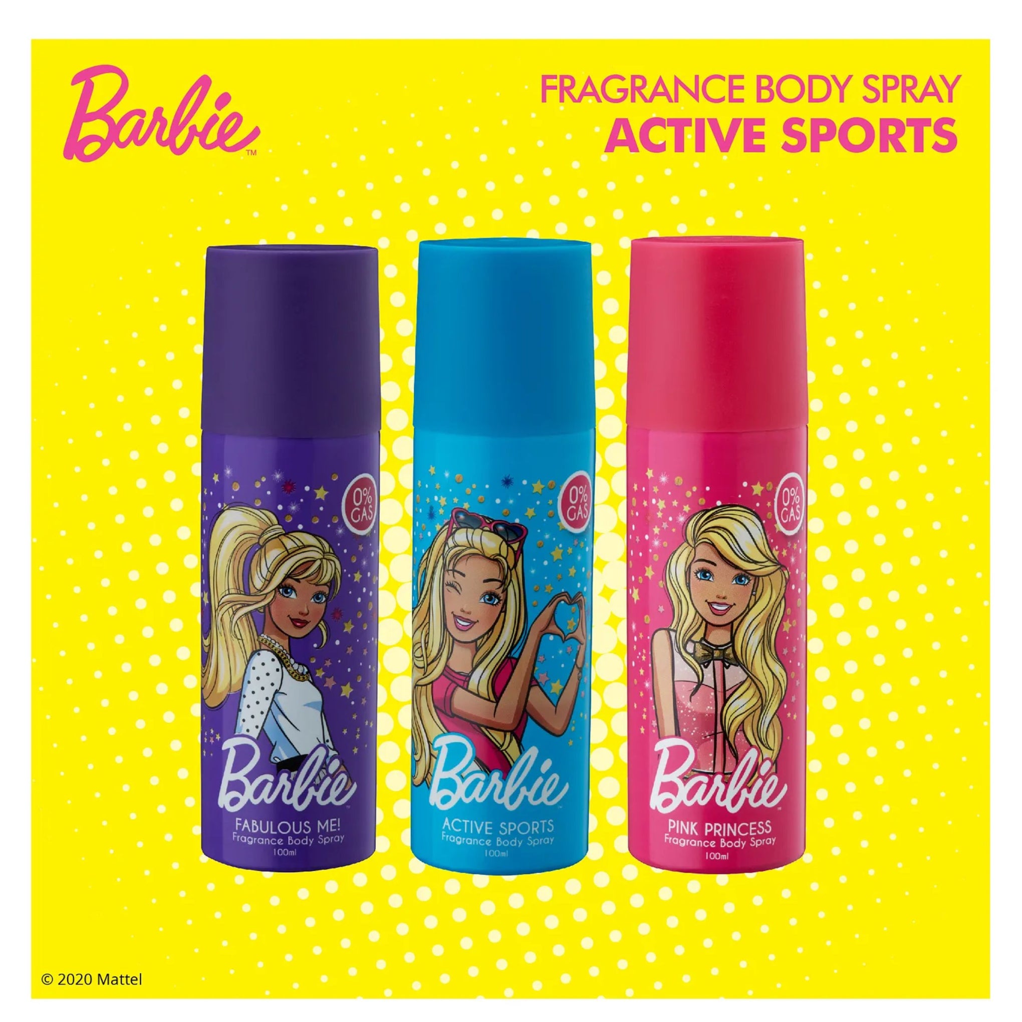 Barbie Fragrance Body Spray Active Sports, 100ml , enchanting and gentle Barbie Fragrance Body Spray for kids