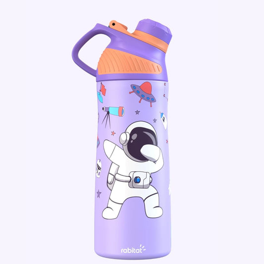 Rabitat ZYLO-Personalized Thermosteel Water Bottle ShyGuy 550 ml - 2 Years Brand Warranty | Triple Layer Vacuum Insulated Flask | 20 Hours Hot & 24 Hours Cold | Ideal for Kids, Boys and Girls | purple color