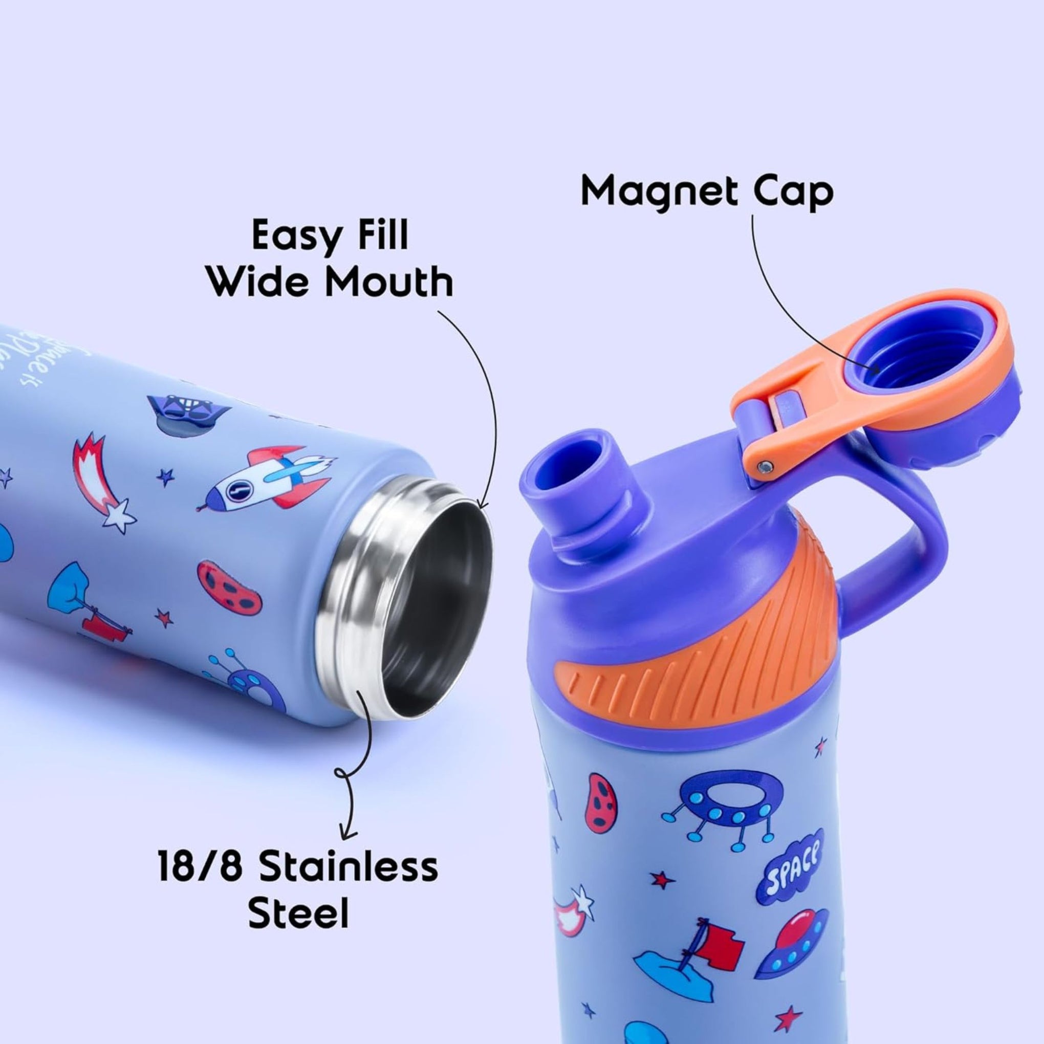 Rabitat ZYLO-Personalized Thermosteel Water Bottle ShyGuy 550 ml - 2 Years Brand Warranty | Triple Layer Vacuum Insulated Flask | 20 Hours Hot & 24 Hours Cold | Ideal for Kids, Boys and Girls | purple color