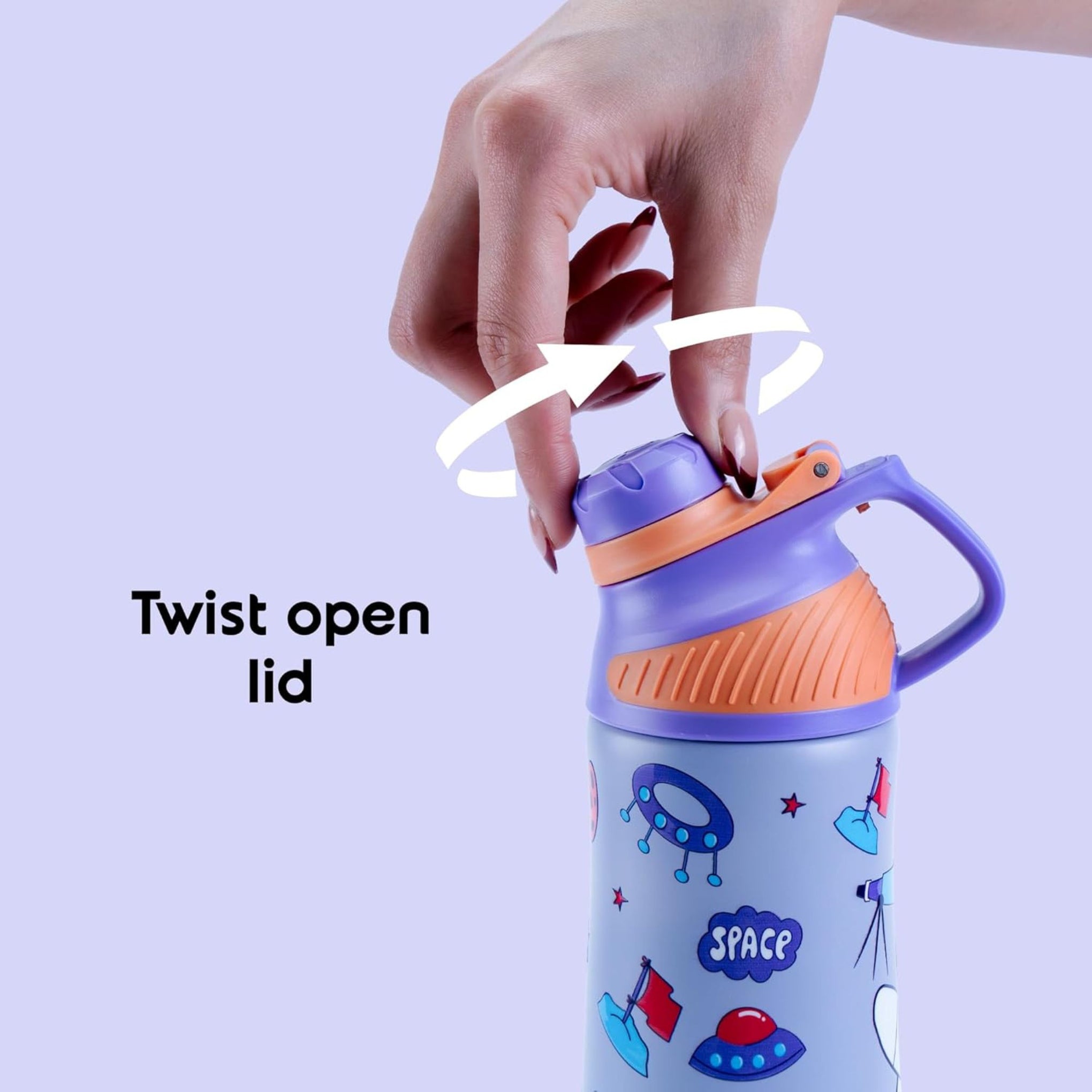 Rabitat ZYLO-Personalized Thermosteel Water Bottle ShyGuy 550 ml - 2 Years Brand Warranty | Triple Layer Vacuum Insulated Flask | 20 Hours Hot & 24 Hours Cold | Ideal for Kids, Boys and Girls | purple color