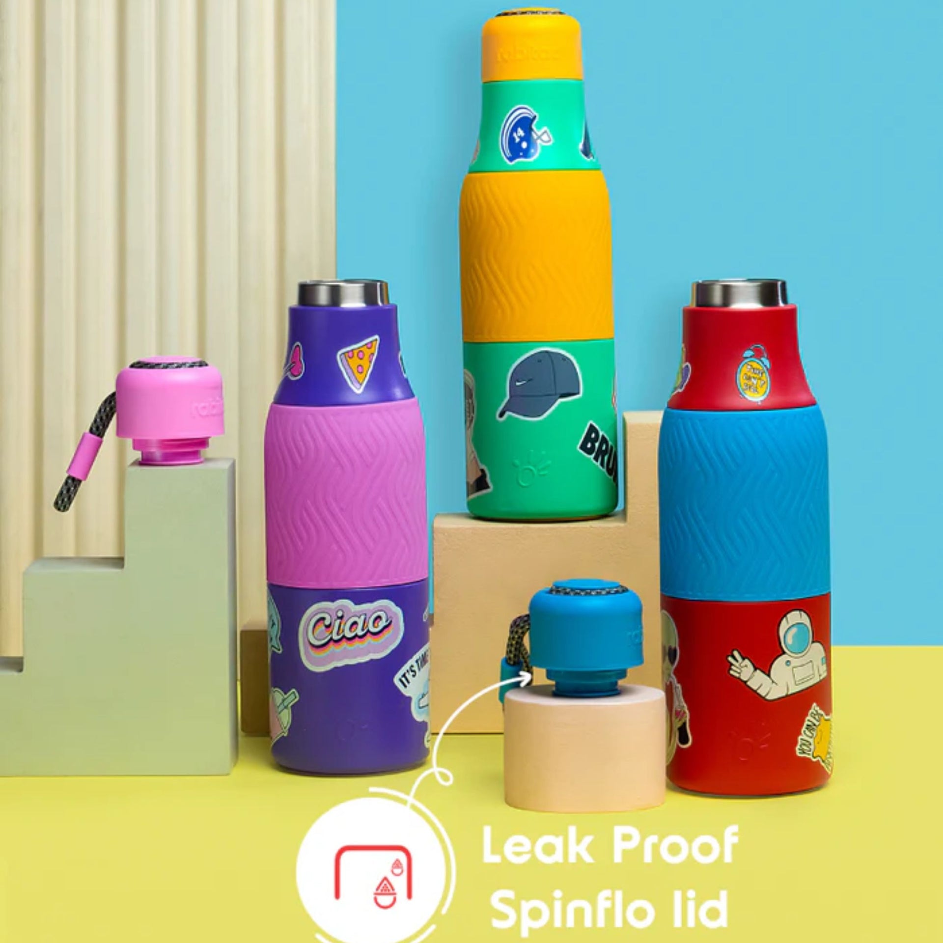 Rabitat Zappy Insulated Stainless Steel Bottle | steel bottle for kids suitable for 8y+ | Blue and Pink color 700 ml