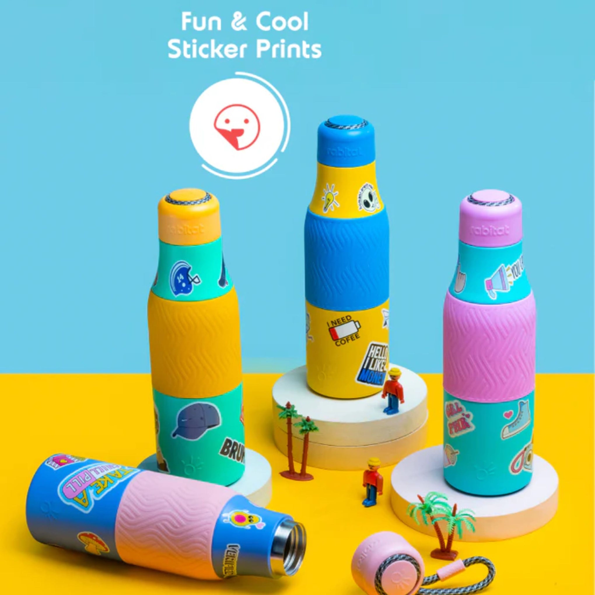 Rabitat Zappy Insulated Stainless Steel Bottle | steel bottle for kids suitable for 8y+ | Blue and Pink color 700 ml