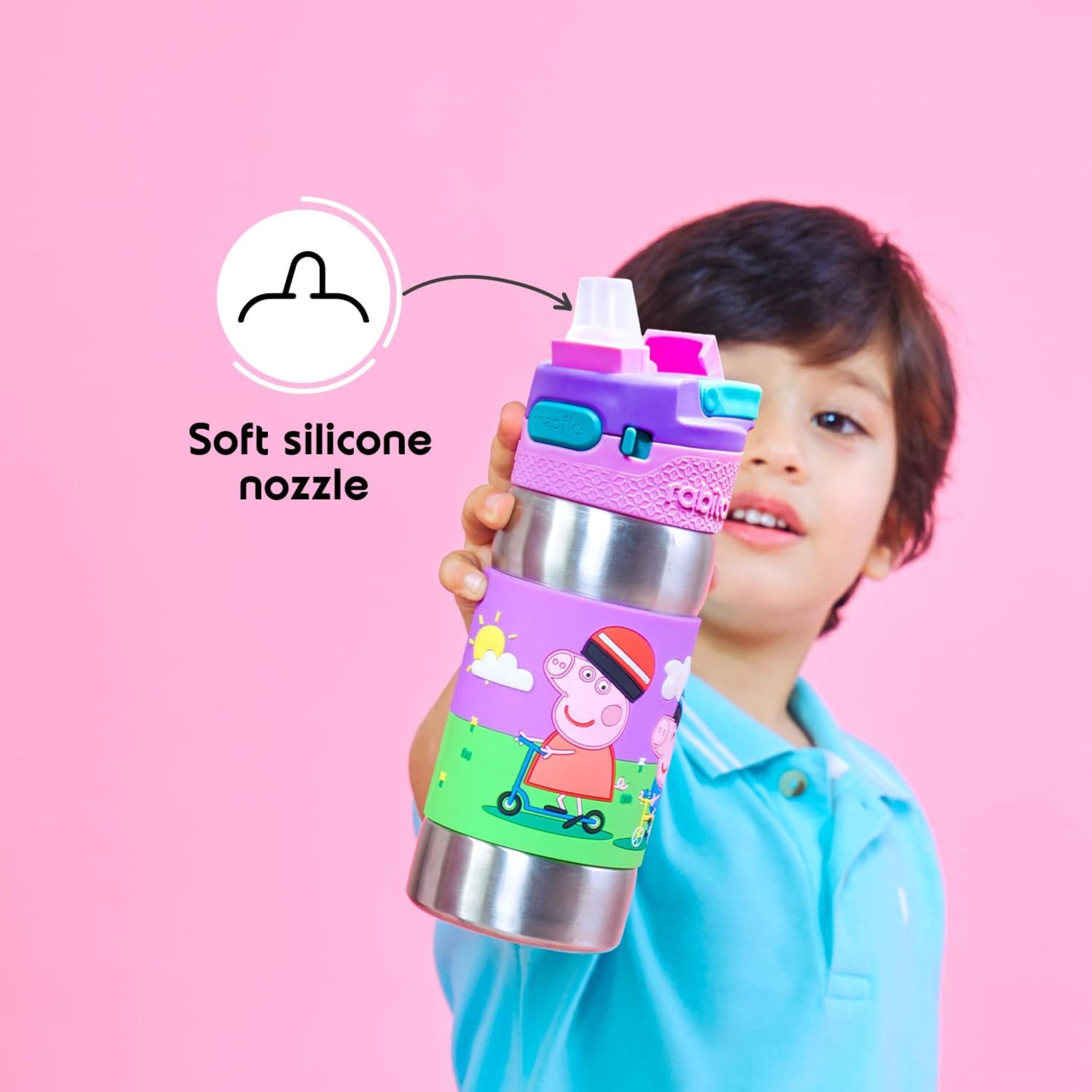 rabitat Peppa Pig CLEAN LOCK Thermosteel Water Bottle Best Buddy 410 ml -  | stainless steel water bottle | steel bottle | water bottle steel yellow color