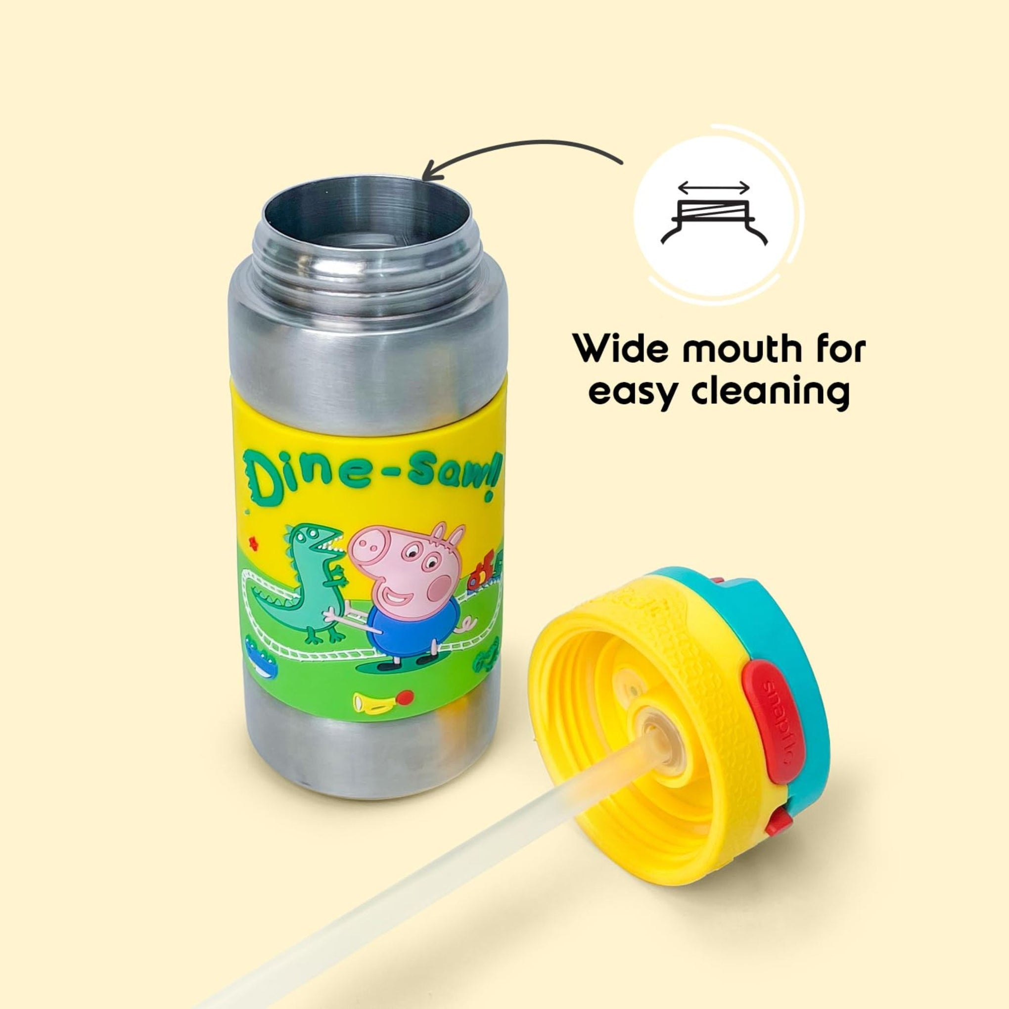 rabitat Peppa Pig CLEAN LOCK Thermosteel Water Bottle Best Buddy 410 ml -  | stainless steel water bottle | steel bottle | water bottle steel yellow color
