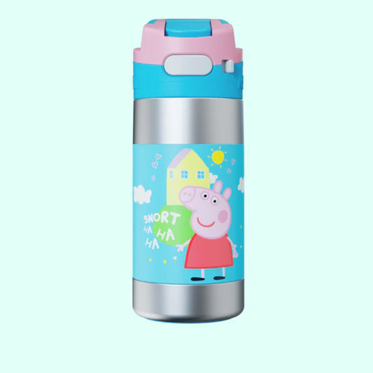 rabitat Peppa Pig CLEAN LOCK Thermosteel Water Bottle Best Buddy 410 ml -| stainless steel water bottle | steel bottle | water bottle steel blue color