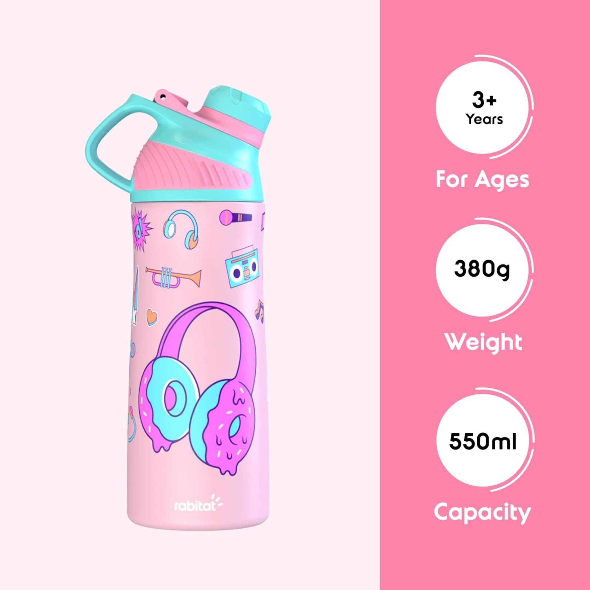 Rabitat ZYLO-Personalized Thermosteel Water Bottle Miss Butters 550 ml - 2 Years Brand Warranty | Triple Layer Vacuum Insulated Flask | 20 Hours Hot & 24 Hours Cold | Ideal for Kids, Boys and Girls