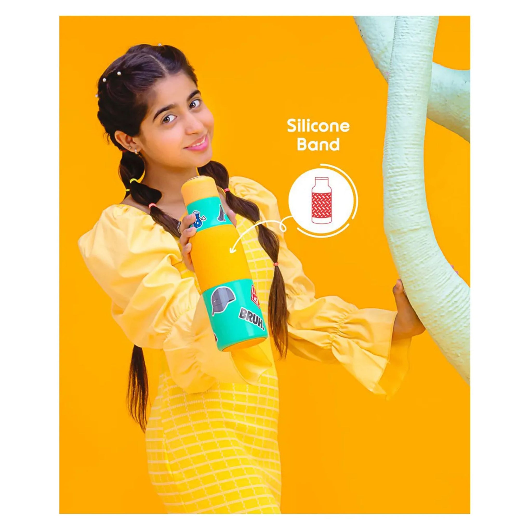 Rabitat Zappy Insulated Stainless Steel Bottle | steel bottle for kids suitable for 8y+ | Yellow 700 ml