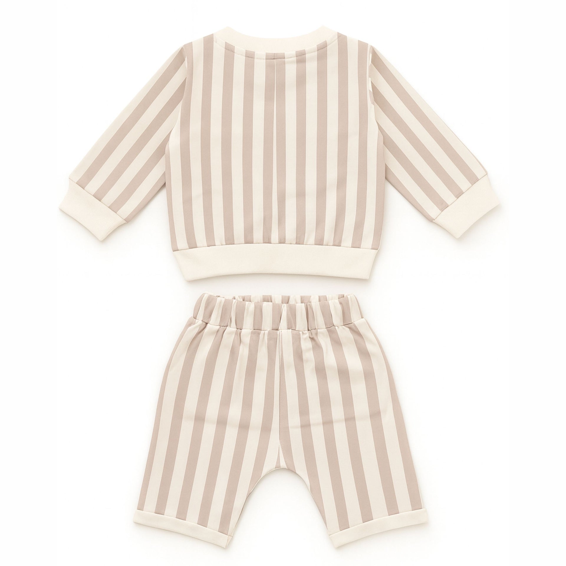 Ollypop Boys Cotton Striped Set – Beige & Blue | 0–24 Months