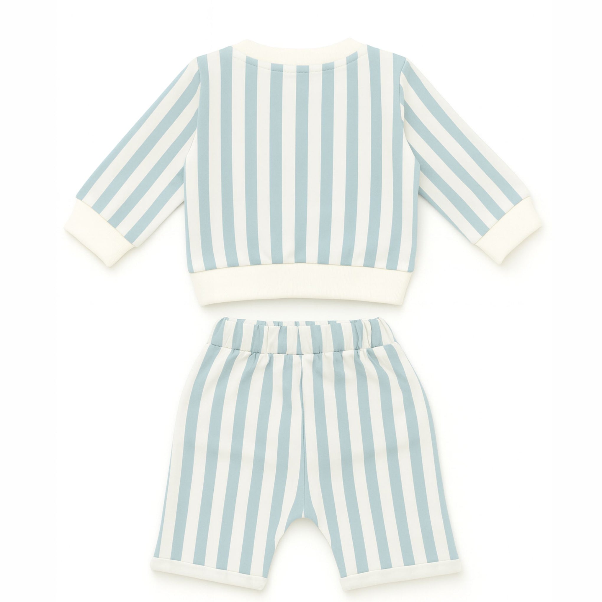 Ollypop Boys Cotton Striped Set – Beige & Blue | 0–24 Months