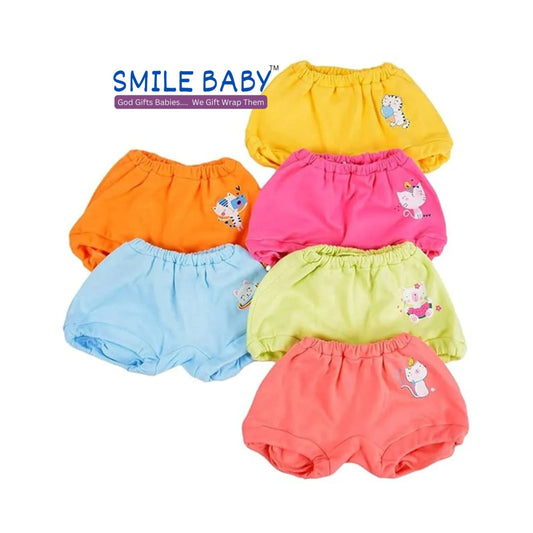Smile Baby Unisex 100% Cotton Panties Pack of 6 | Boys & Girls Bloomer, Comfortable And Breathable Bloomer Dark Color PK-6