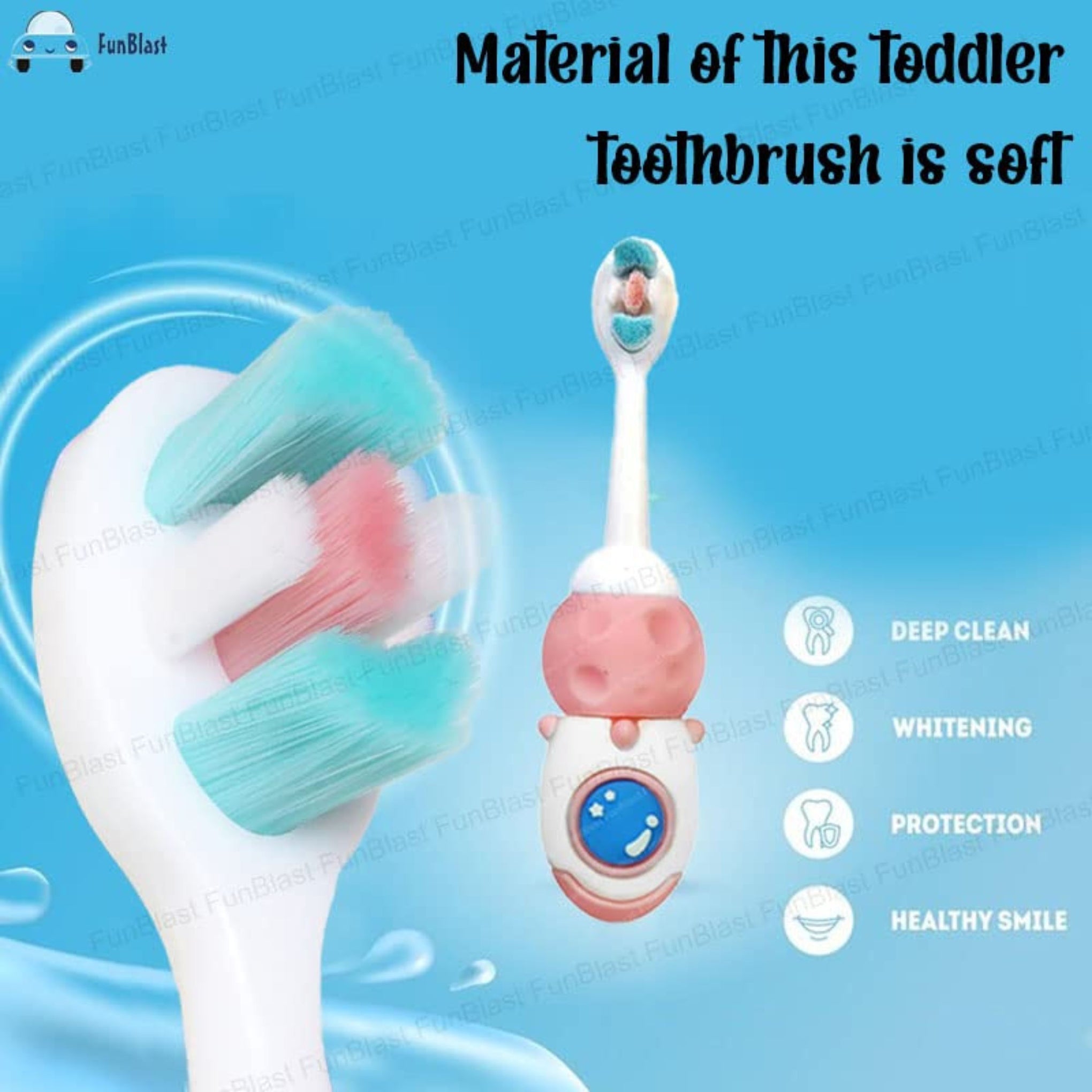 Smile Baby  Kids Toothbrush Space Astronaut Design Soft Tooth Brush, Extra Microfiber Soft Bristles Toothbrush For 3-6 Years Old Children, Manual Toothbrush For Kids, Boys And Girls (Pink) - 1 Count