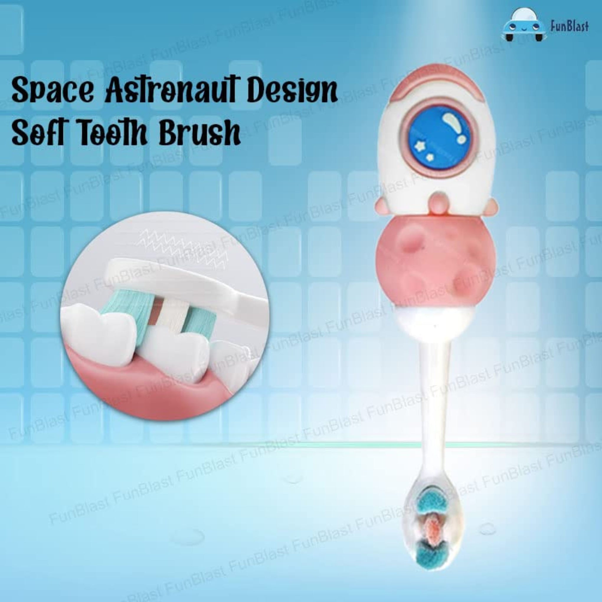 Smile Baby  Kids Toothbrush Space Astronaut Design Soft Tooth Brush, Extra Microfiber Soft Bristles Toothbrush For 3-6 Years Old Children, Manual Toothbrush For Kids, Boys And Girls (Pink) - 1 Count