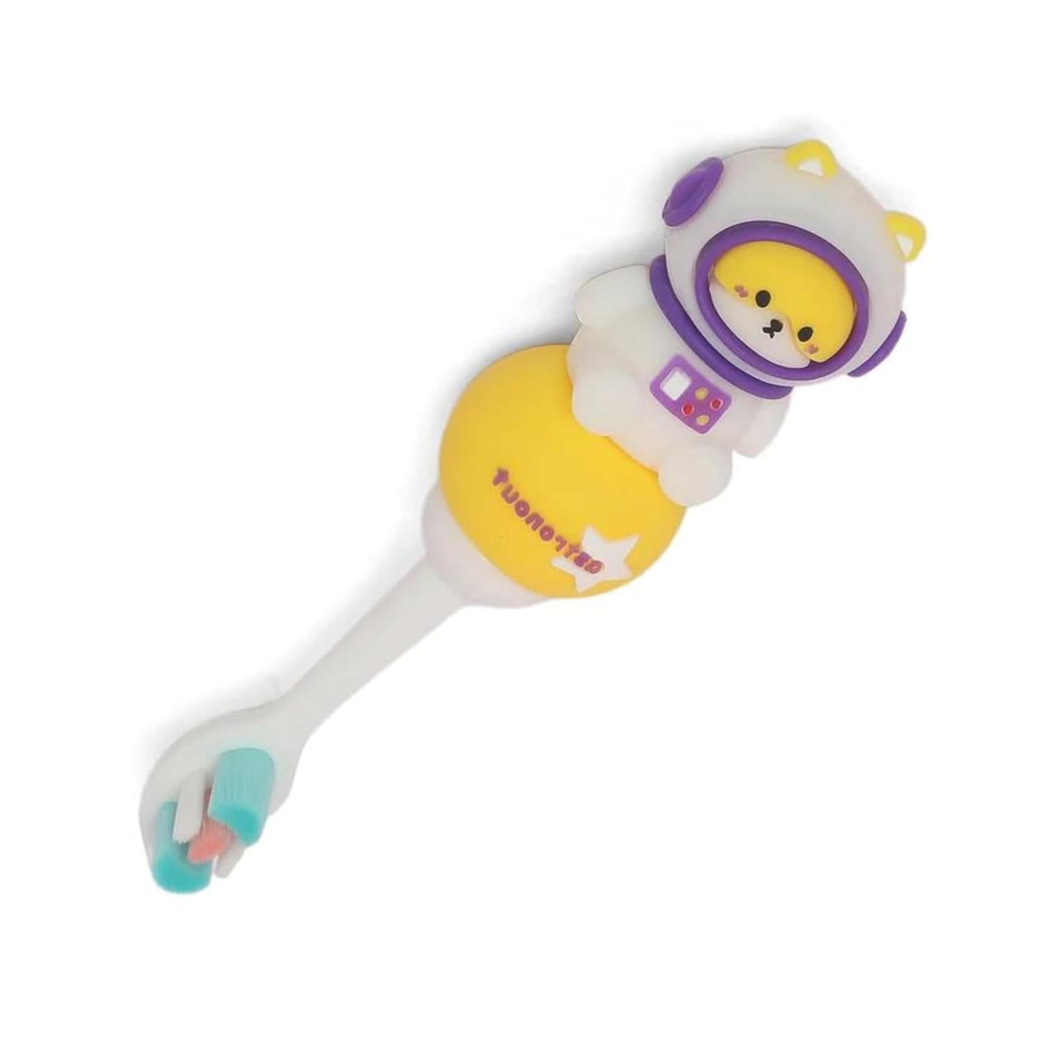 Smile Baby 3D Cartoon Handle Soft Bristles Toothbrush for Children's with Travel Case 2 To 7 Years (Astronout Yellow, Standerd)