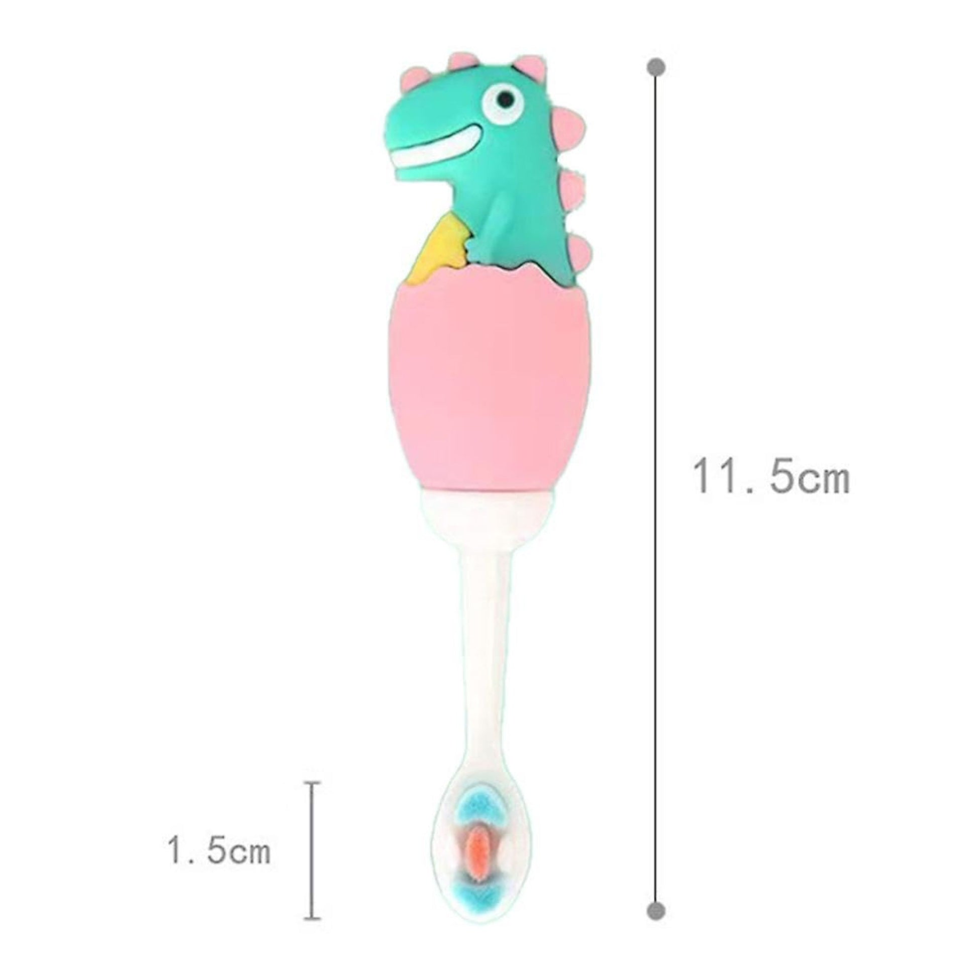 Smile Baby 3D Cartoon Handle Soft Bristles Toothbrush for Children's with Travel Case 2 To 7 Years (DINOUSR PINK/R.BLUE)