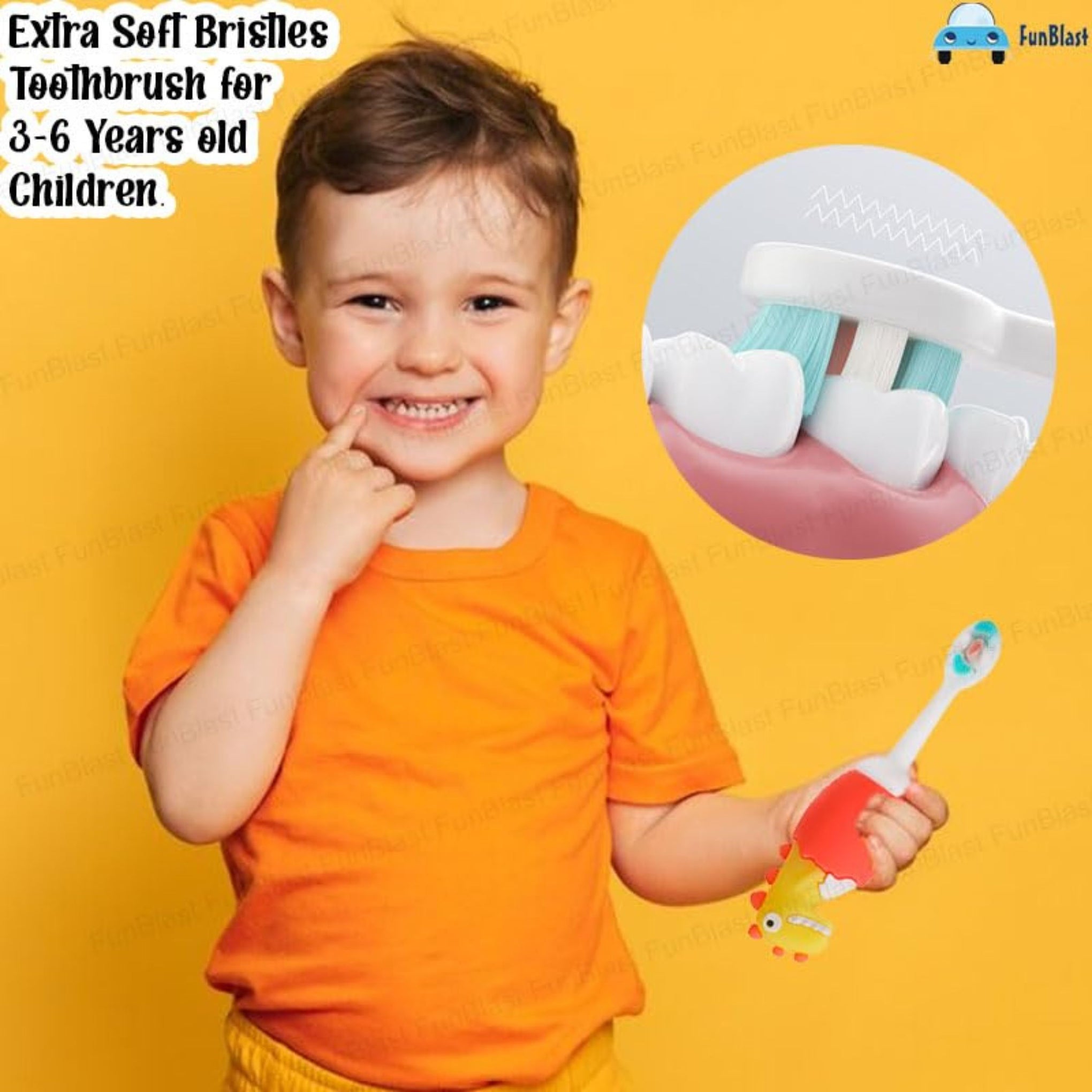 Smile Baby Kids Toothbrush – Animal Design Soft Tooth Brush, Extra Microfiber Soft Bristles Toothbrush for 3-6 Years old Children, Manual Toothbrush for Kids, (Pack of  1 green Colour)