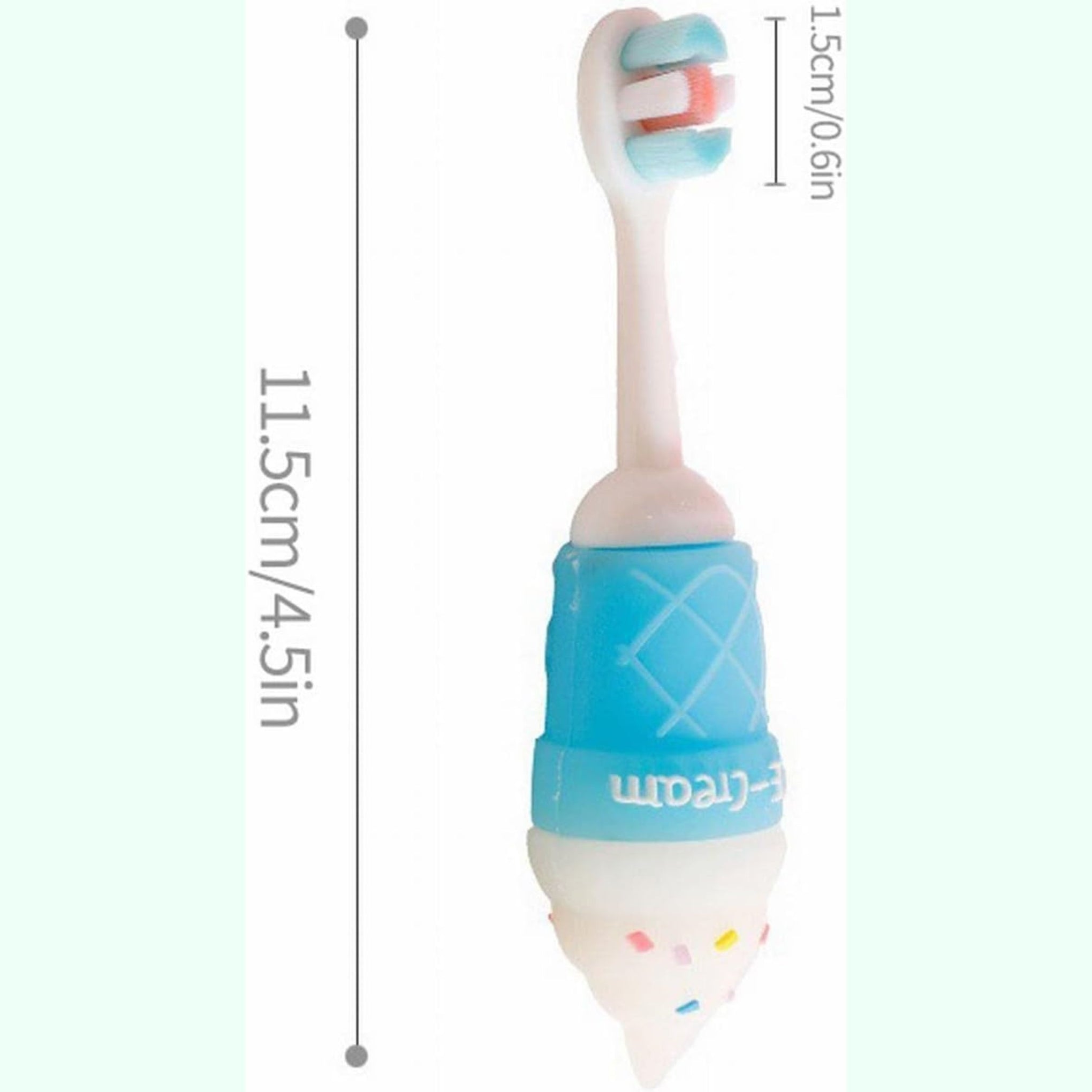 Smile Baby 3D Cartoon Handle Soft Bristles Toothbrush for Children's with Travel Case 2 To 7 Years (ICE CREAM BLUE)
