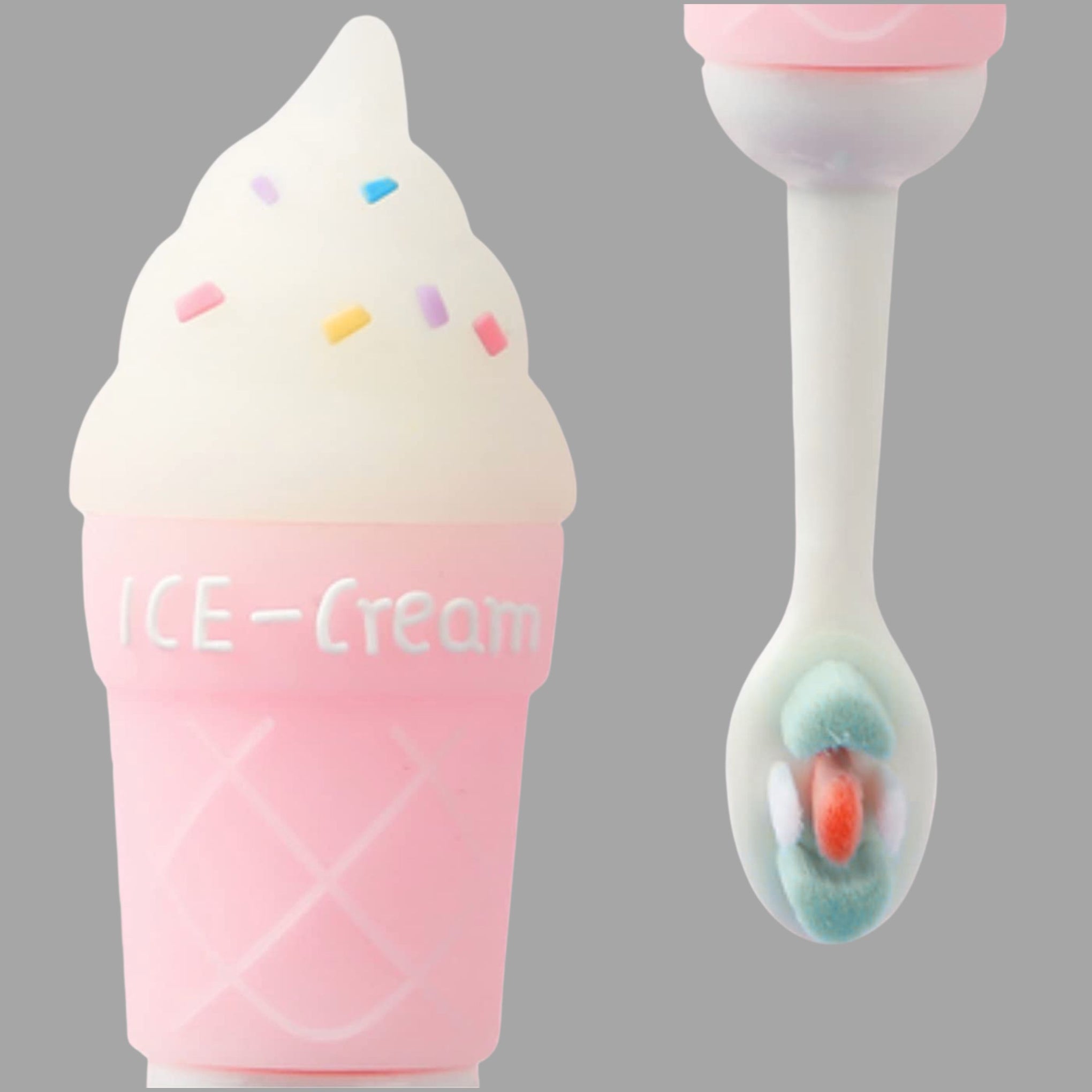 smile baby 3D Cartoon Handle Soft Bristles Toothbrush for Children's with Travel Case 2 To 7 Years (ICE CREAM PINK)
