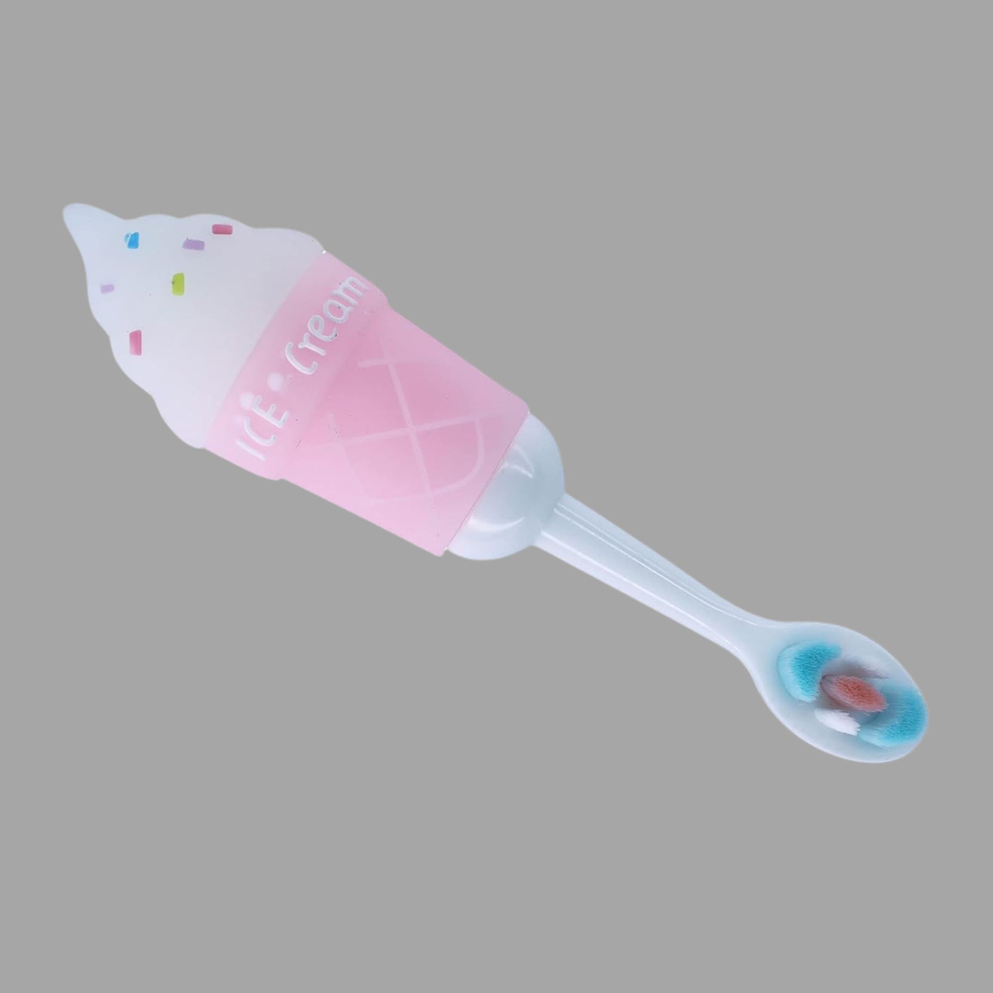 smile baby 3D Cartoon Handle Soft Bristles Toothbrush for Children's with Travel Case 2 To 7 Years (ICE CREAM PINK)