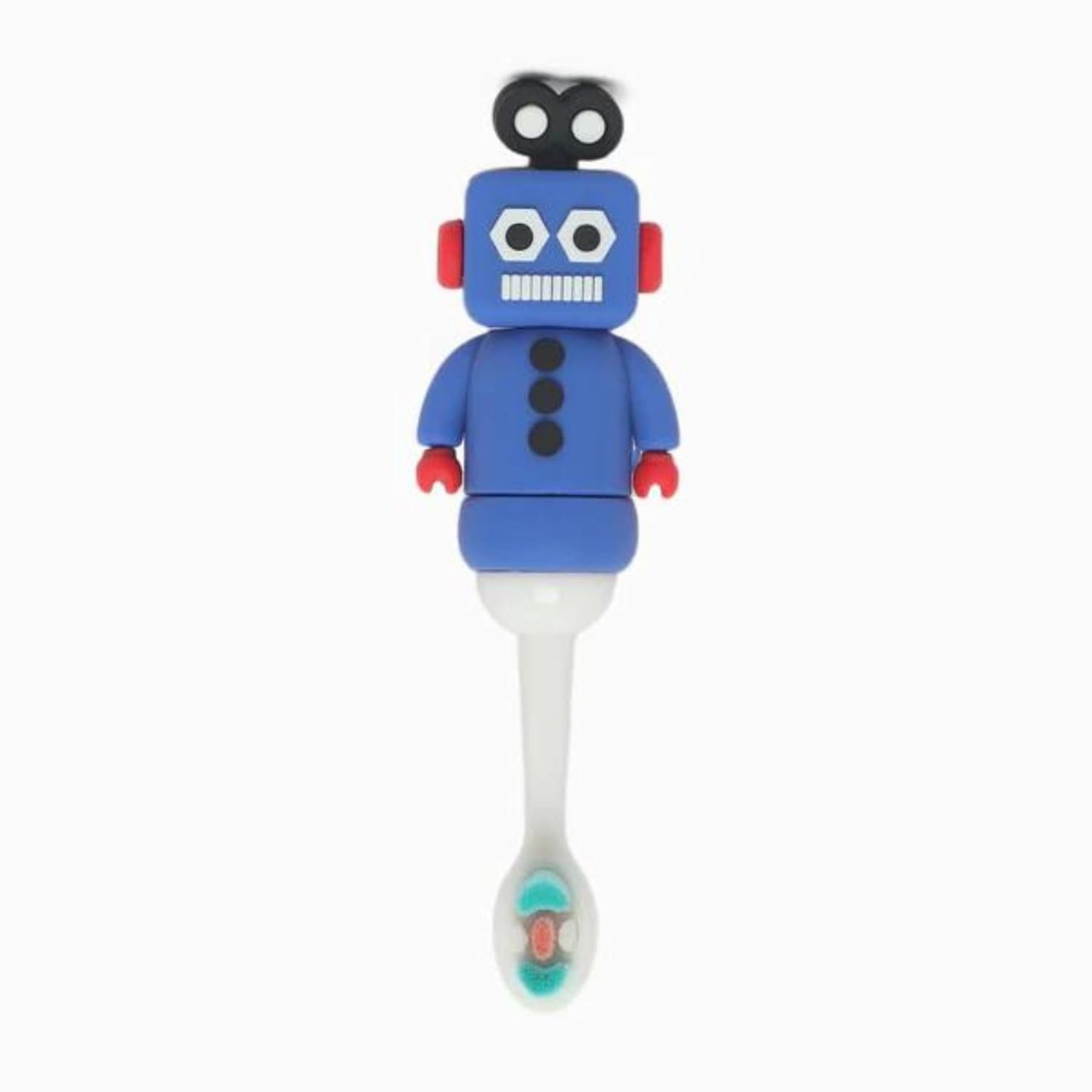 smile baby 3D Cartoon Handle Soft Bristles Toothbrush for Children's with Travel Case 2 To 7 Years (Robot D.blue, Standerd)