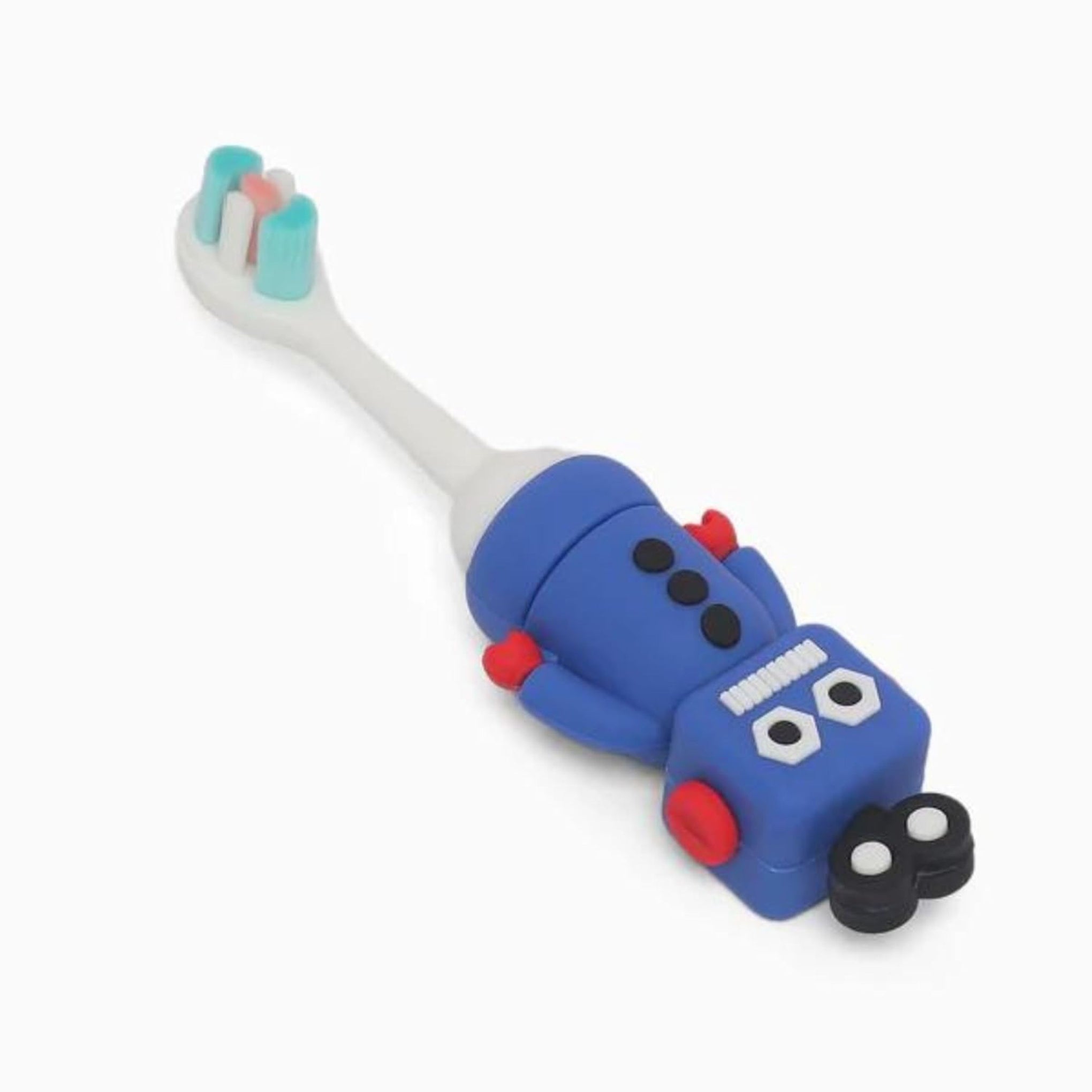 smile baby 3D Cartoon Handle Soft Bristles Toothbrush for Children's with Travel Case 2 To 7 Years (Robot D.blue, Standerd)