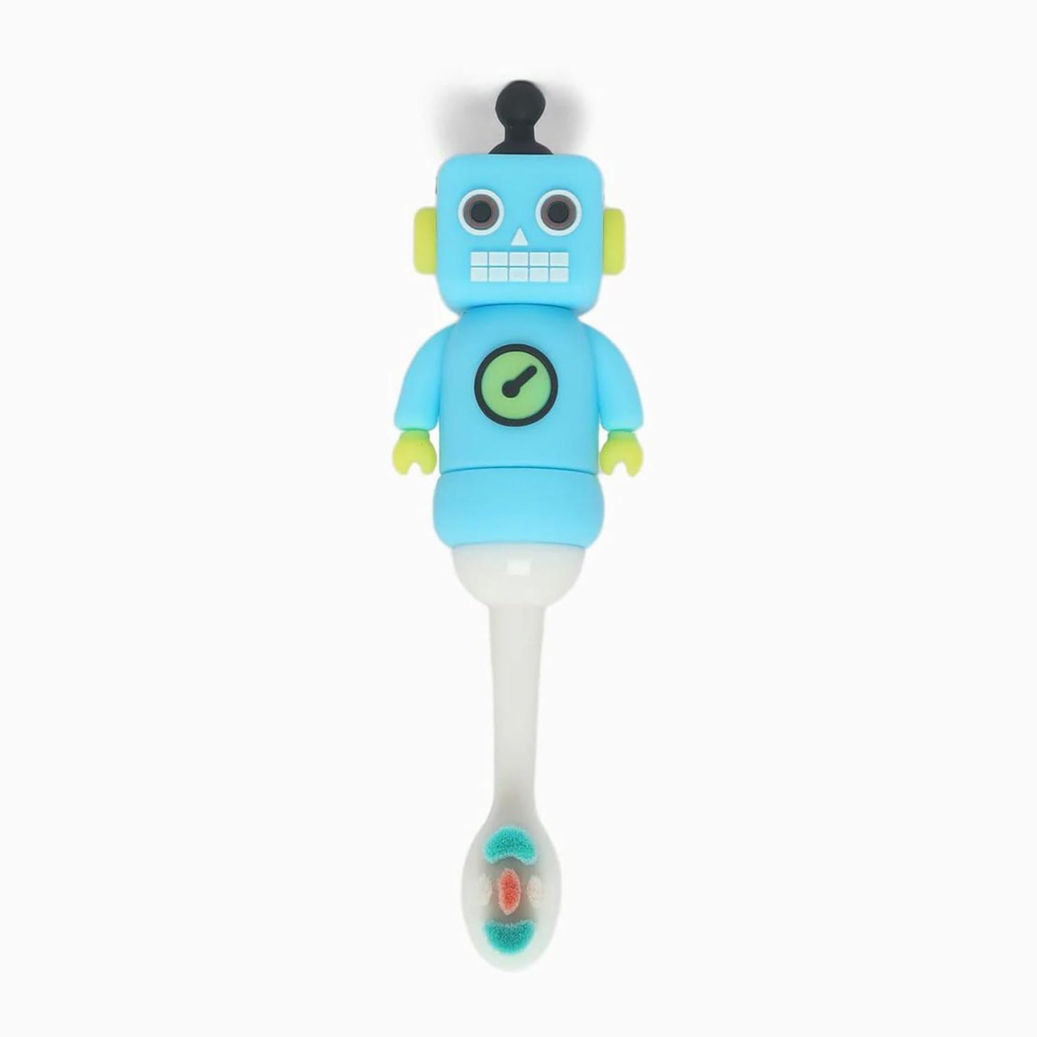 smile baby  3D Cartoon Handle Soft Bristles Toothbrush for Children's with Travel Case 2 To 7 Years (Robot L.blue)