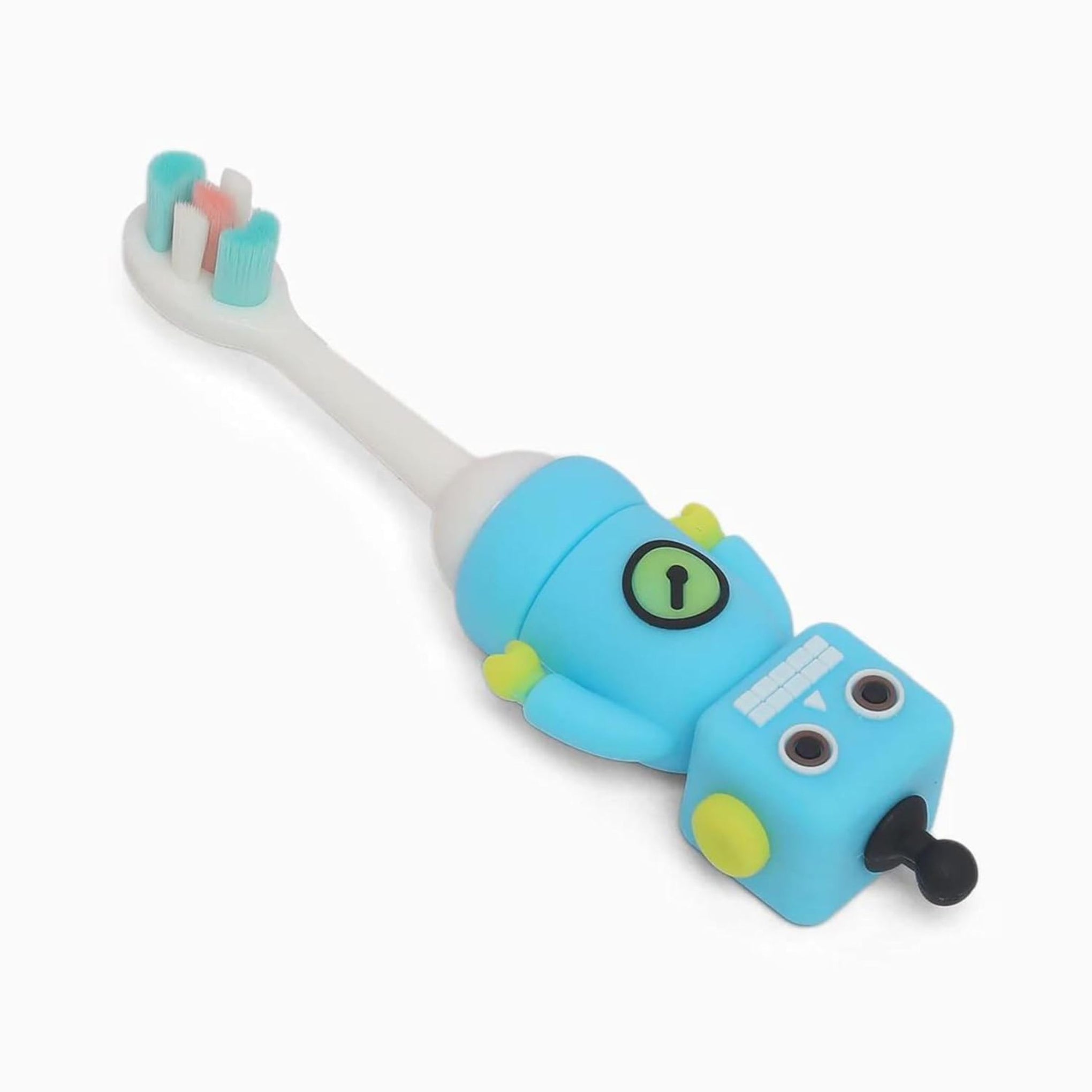 smile baby  3D Cartoon Handle Soft Bristles Toothbrush for Children's with Travel Case 2 To 7 Years (Robot L.blue)
