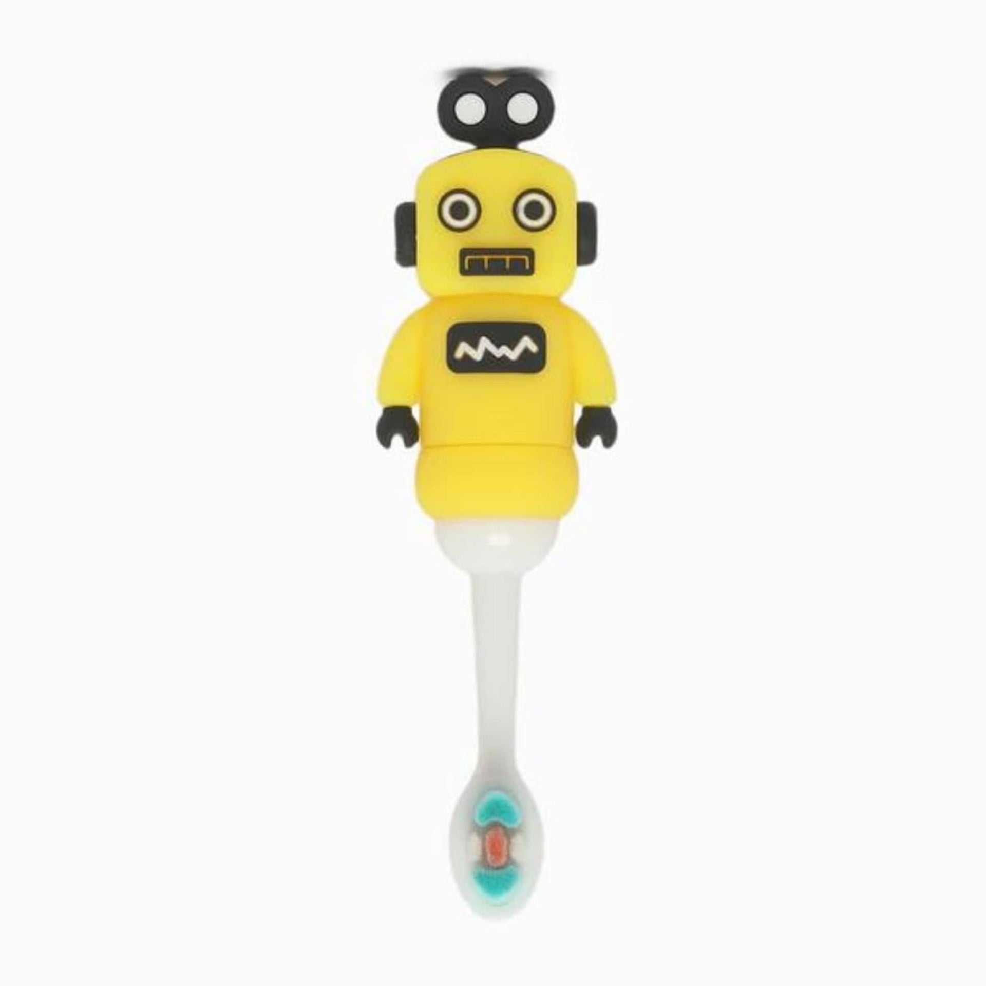 smile baby  3D Cartoon Handle Soft Bristles Toothbrush for Children's with Travel Case 2 To 7 Years (Robot Yellow, Standerd)