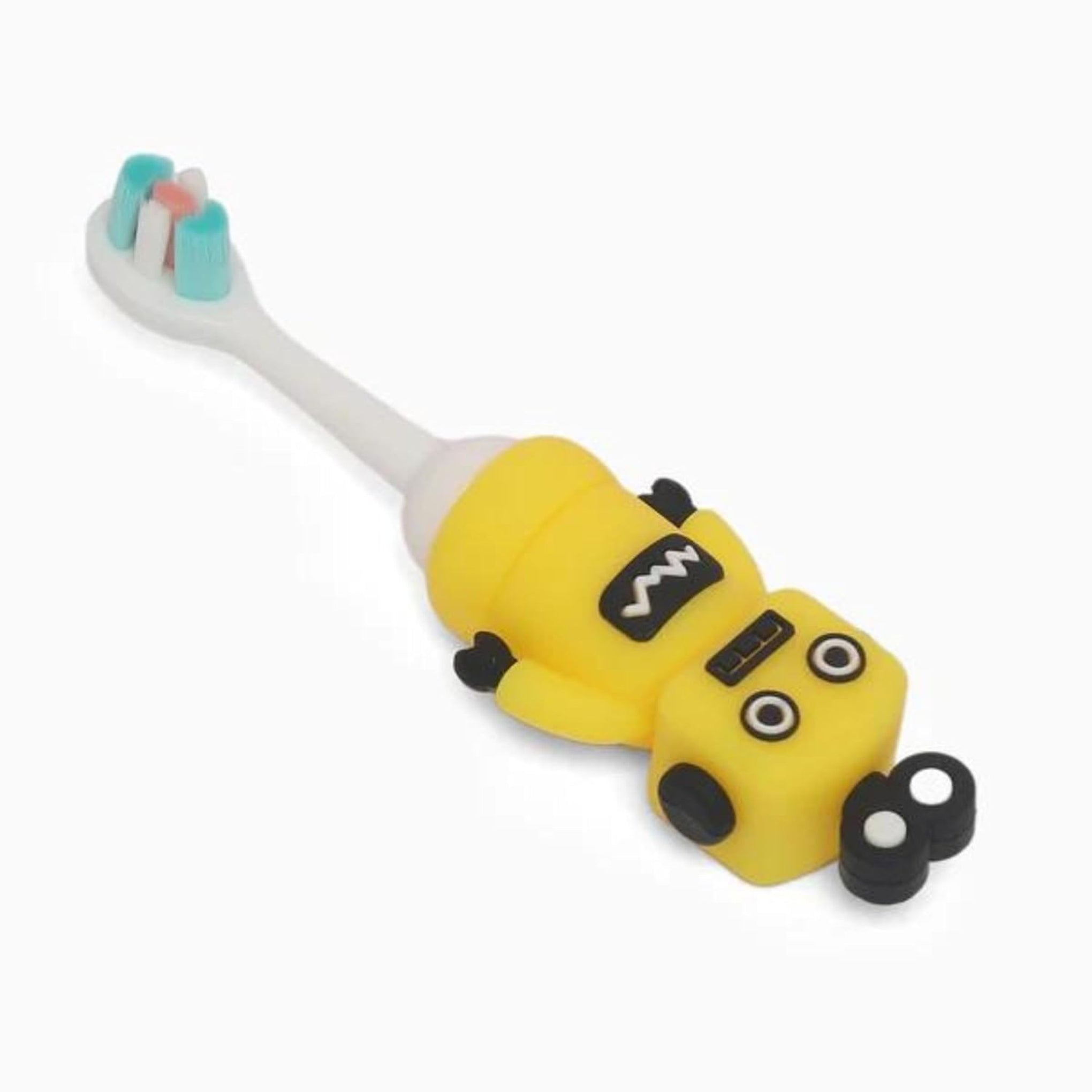 smile baby  3D Cartoon Handle Soft Bristles Toothbrush for Children's with Travel Case 2 To 7 Years (Robot Yellow, Standerd)