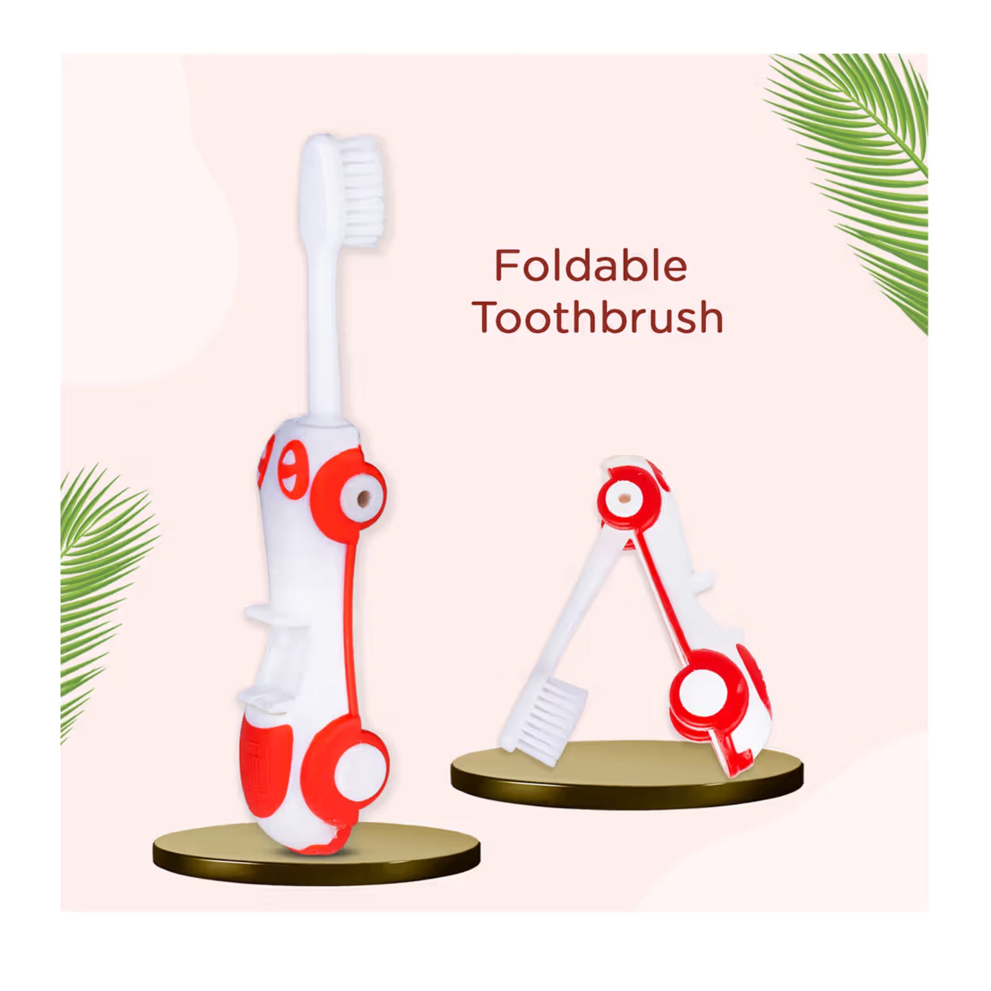 Mee Mee Foldable Infant to Toddler Toothbrush | Travel-Friendly Baby Car Toothbrush red color