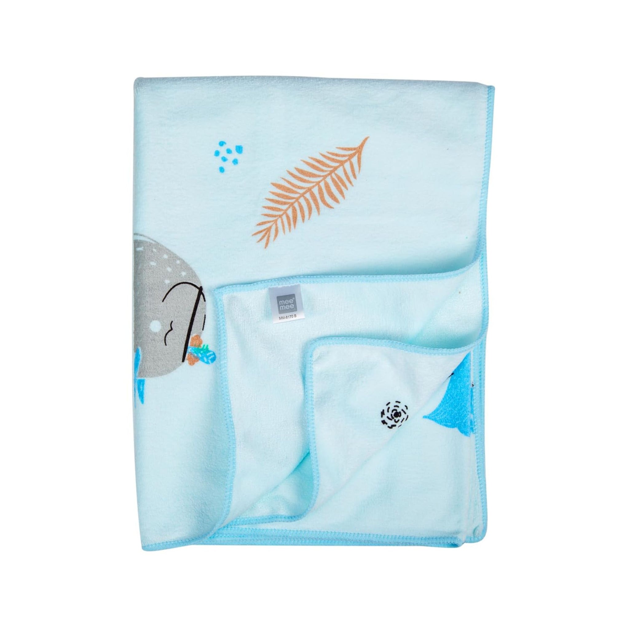 Mee Mee Micro Fiber Baby Bath Towel for New Born | Wash Cloth, Quick Absorbent, Extra Soft Cotton Towels for Kids/Toddlers/Infants/Babies, animal printed soft material Pack of 1(Blue)