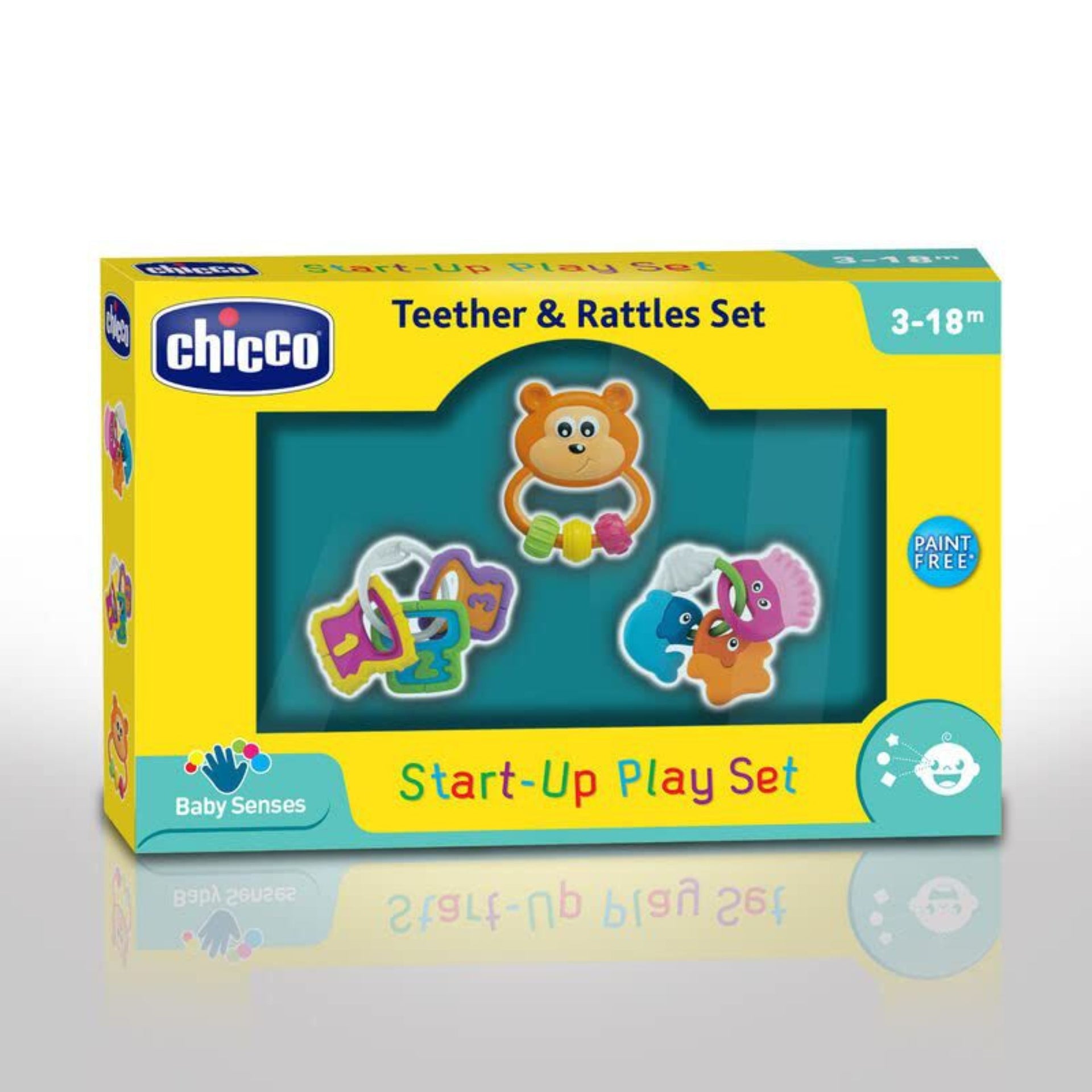 CHICCO Start-up Play Sat for 3-18m baby | teether & rattles set | Rattle & Teether Play Set Toys for little ones ( multicolor)