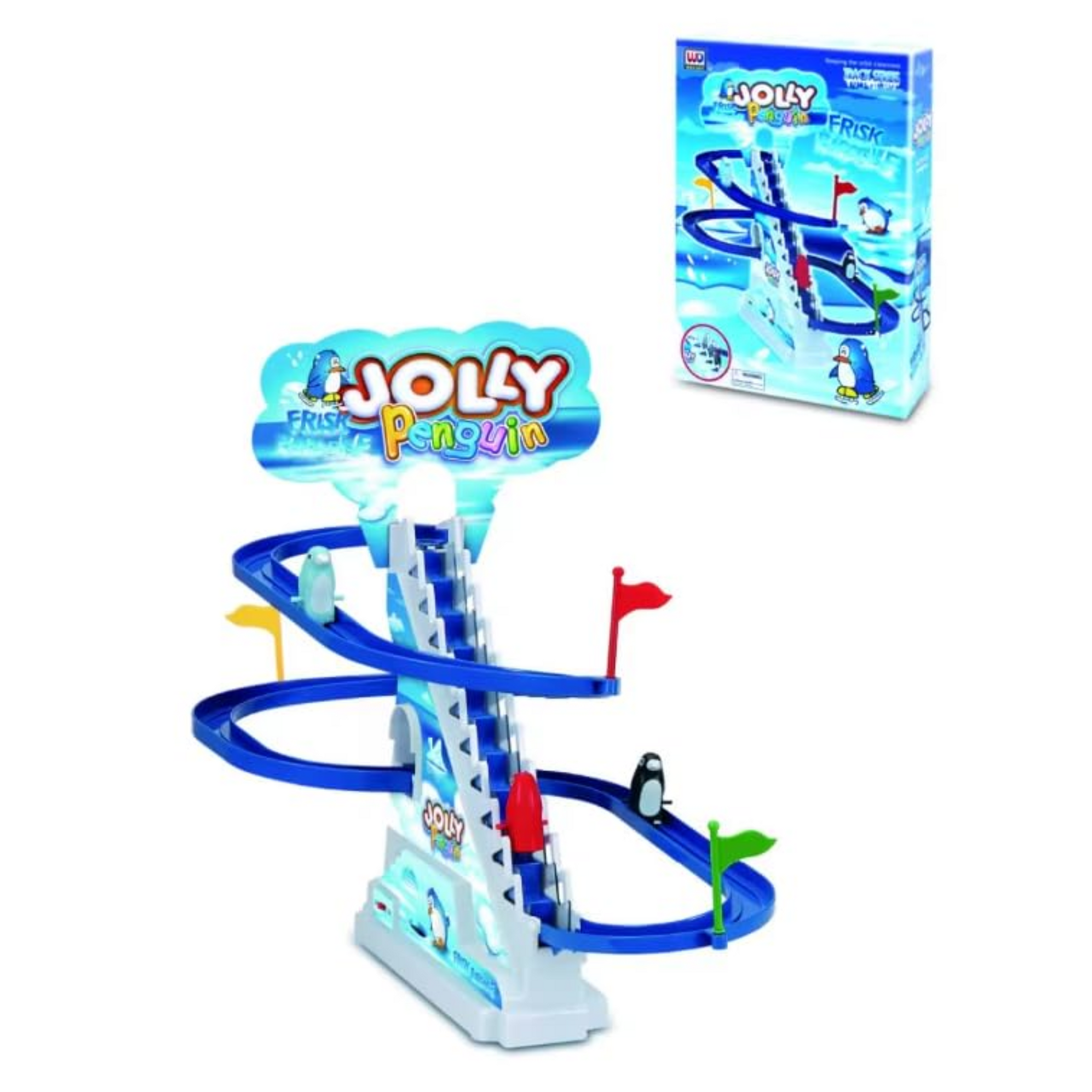 Smile Baby Big Size Penguin Slide Toy Set, Funny Automatic Stair-Climbing Cartoon Race Track Set Little Lovely Penguin Slide Toy Escalator Toy with Music