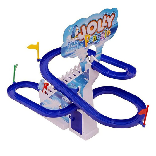 Smile Baby Big Size Penguin Slide Toy Set, Funny Automatic Stair-Climbing Cartoon Race Track Set Little Lovely Penguin Slide Toy Escalator Toy with Music