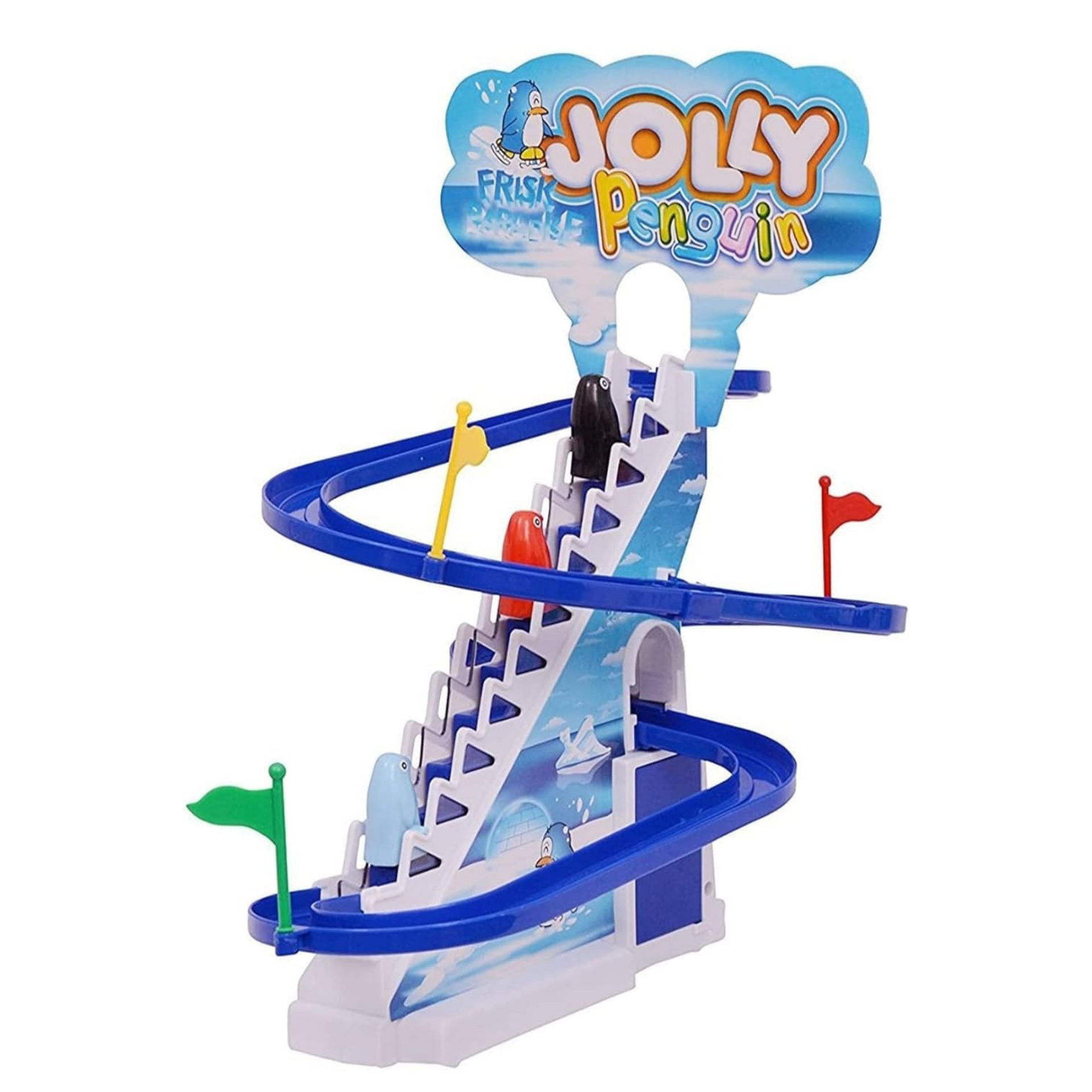 Smile Baby Big Size Penguin Slide Toy Set, Funny Automatic Stair-Climbing Cartoon Race Track Set Little Lovely Penguin Slide Toy Escalator Toy with Music