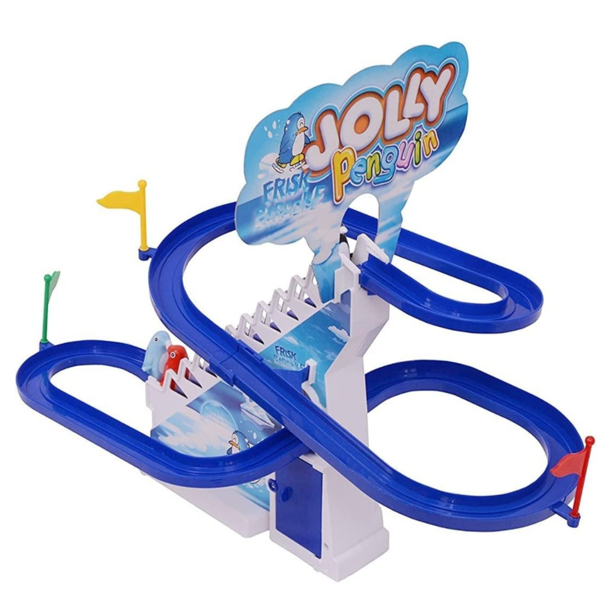 Smile Baby Big Size Penguin Slide Toy Set, Funny Automatic Stair-Climbing Cartoon Race Track Set Little Lovely Penguin Slide Toy Escalator Toy with Music