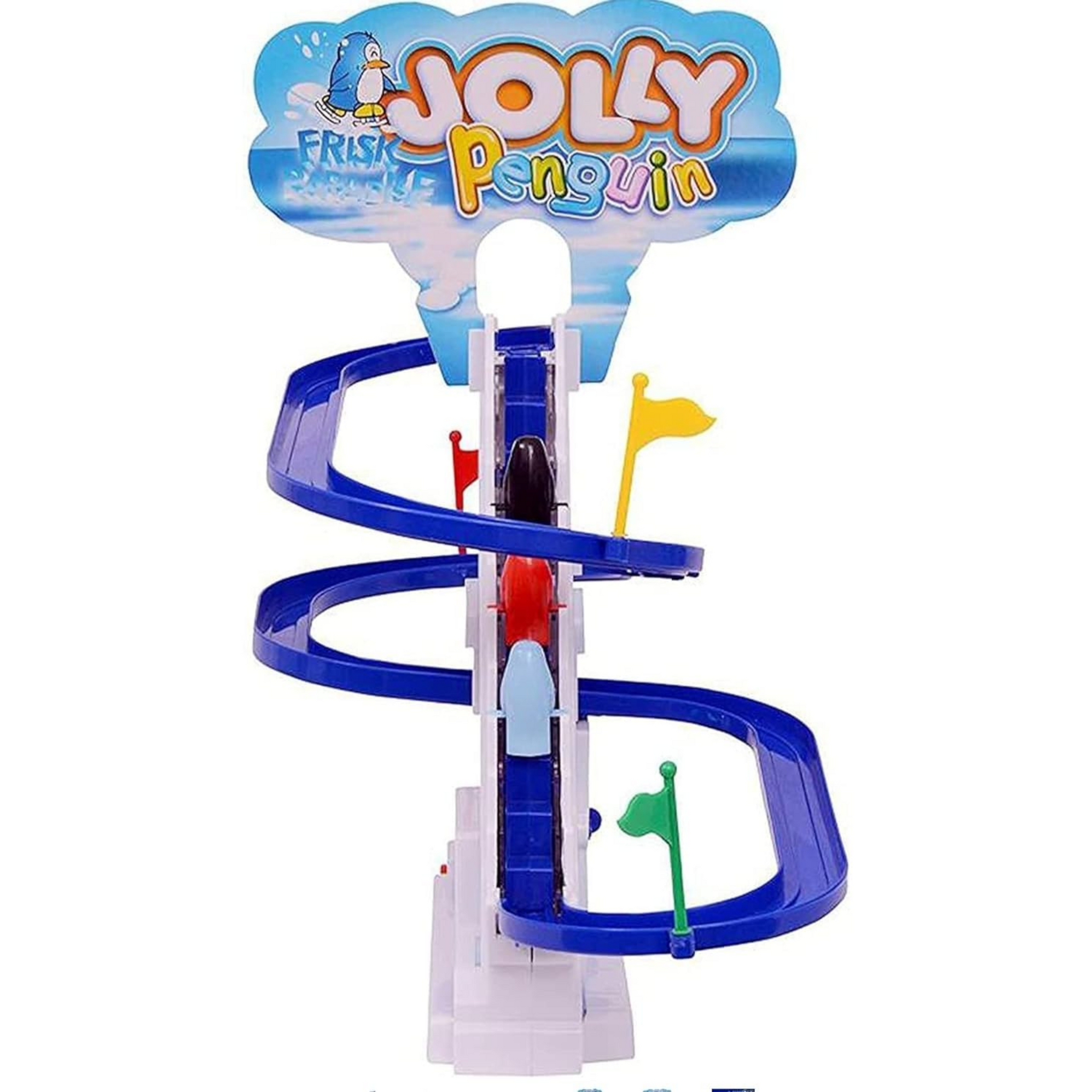 Smile Baby Big Size Penguin Slide Toy Set, Funny Automatic Stair-Climbing Cartoon Race Track Set Little Lovely Penguin Slide Toy Escalator Toy with Music