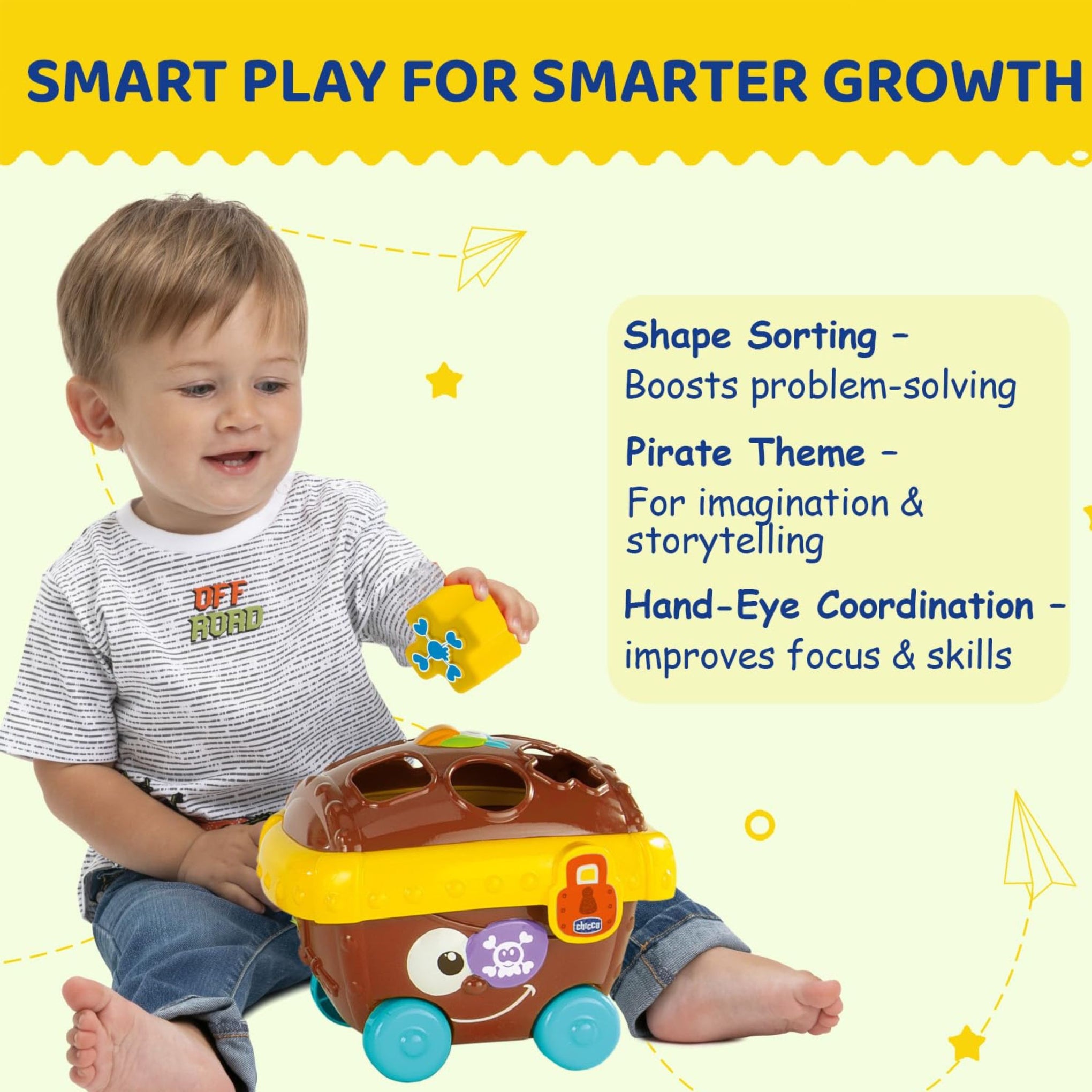 Baby Shape Sorter Rolling Toy with Blocks | Interactive Pull-Along Treasure Box | Educational Toy for Toddlers