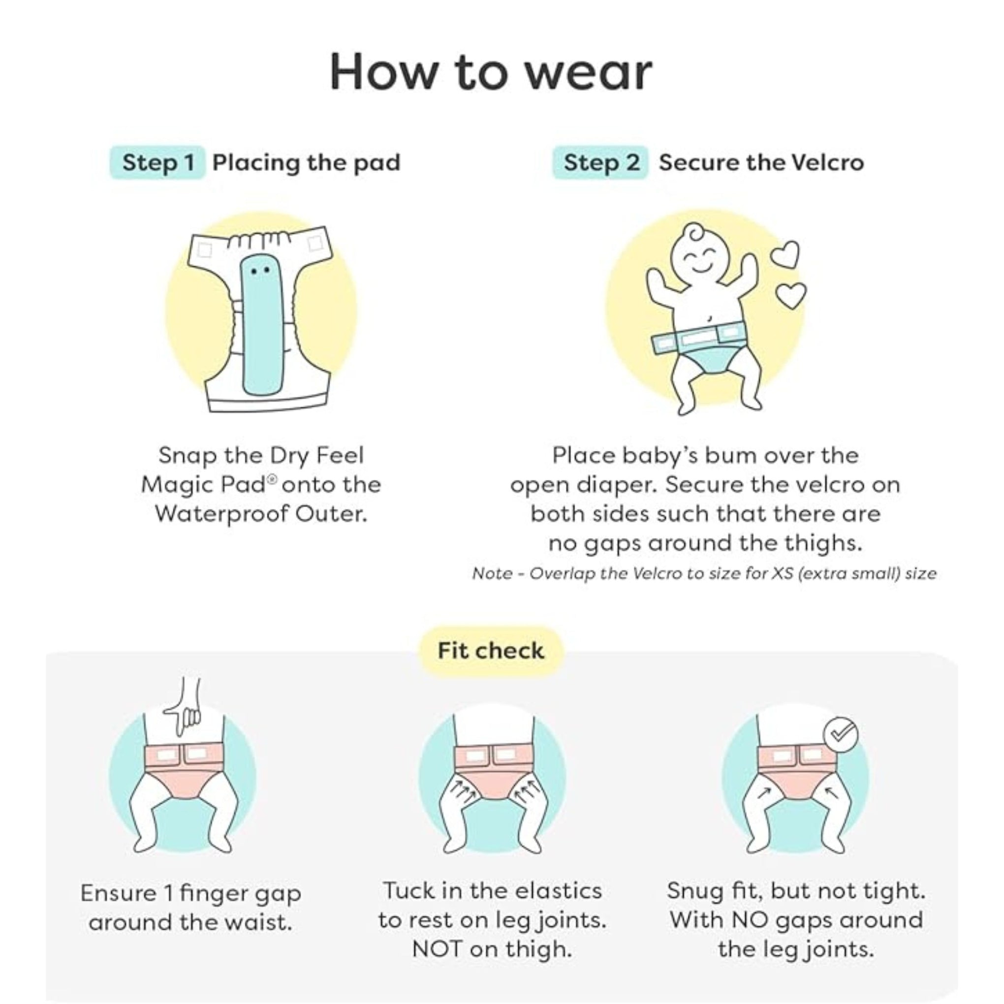 SuperBottoms New Born UNO Cloth Diaper Combo Pack - Includes 1 UNO Diaper, 1 DryFeel Magic Pad & 1 Universal Booster Pad - Reusable, Washable, Organic & Rash-Free - For Babies – 0-3M - Eco-Friendly