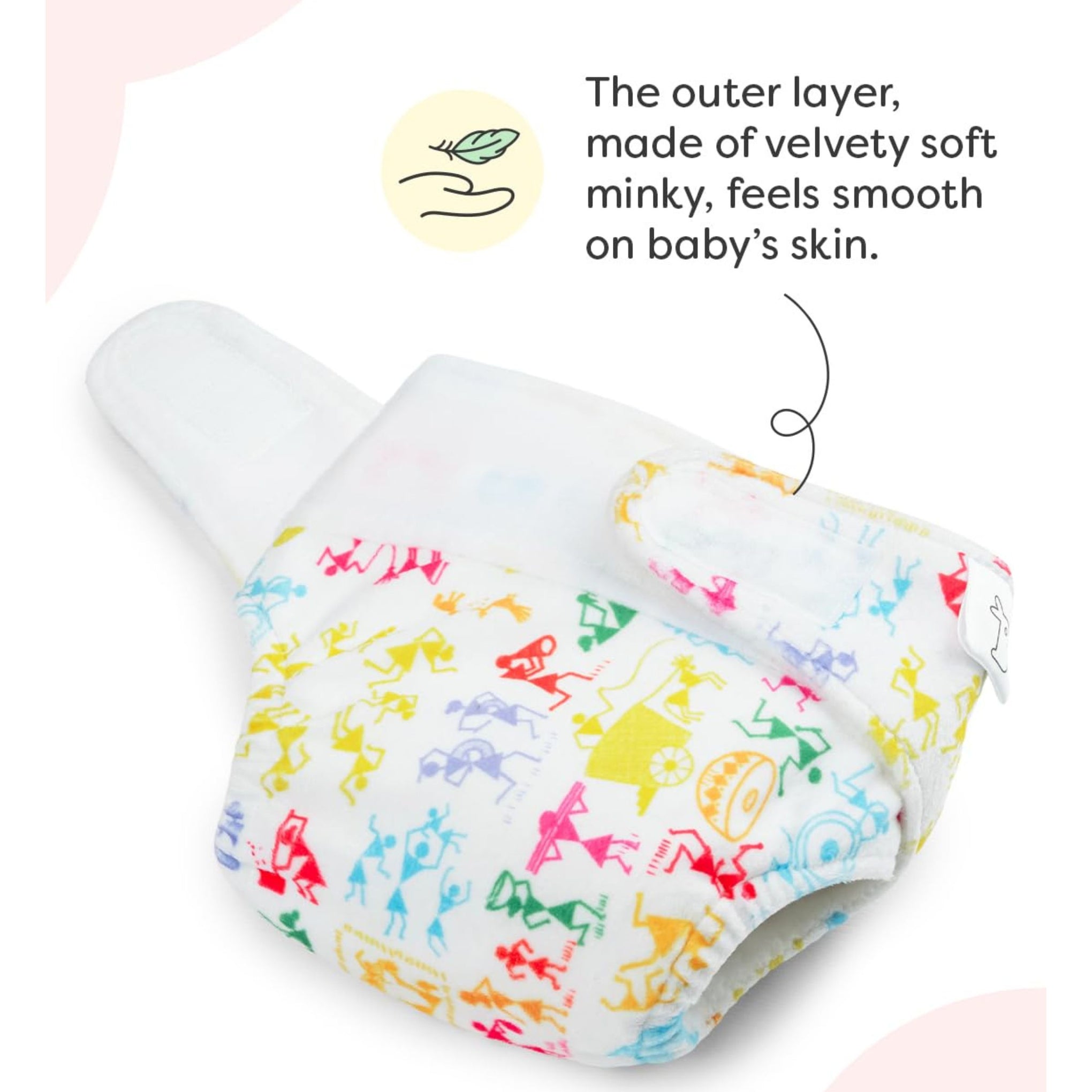 superbottoms Newborn Uno Cloth Diaper-Reusable And Washable Cloth Diaper For Newborn Babies From 0-3 Months (0-7 Kg),Softest And Safest Newborn Baby Cloth Diapers With Dry Feel Magic Pad (White Warli)
