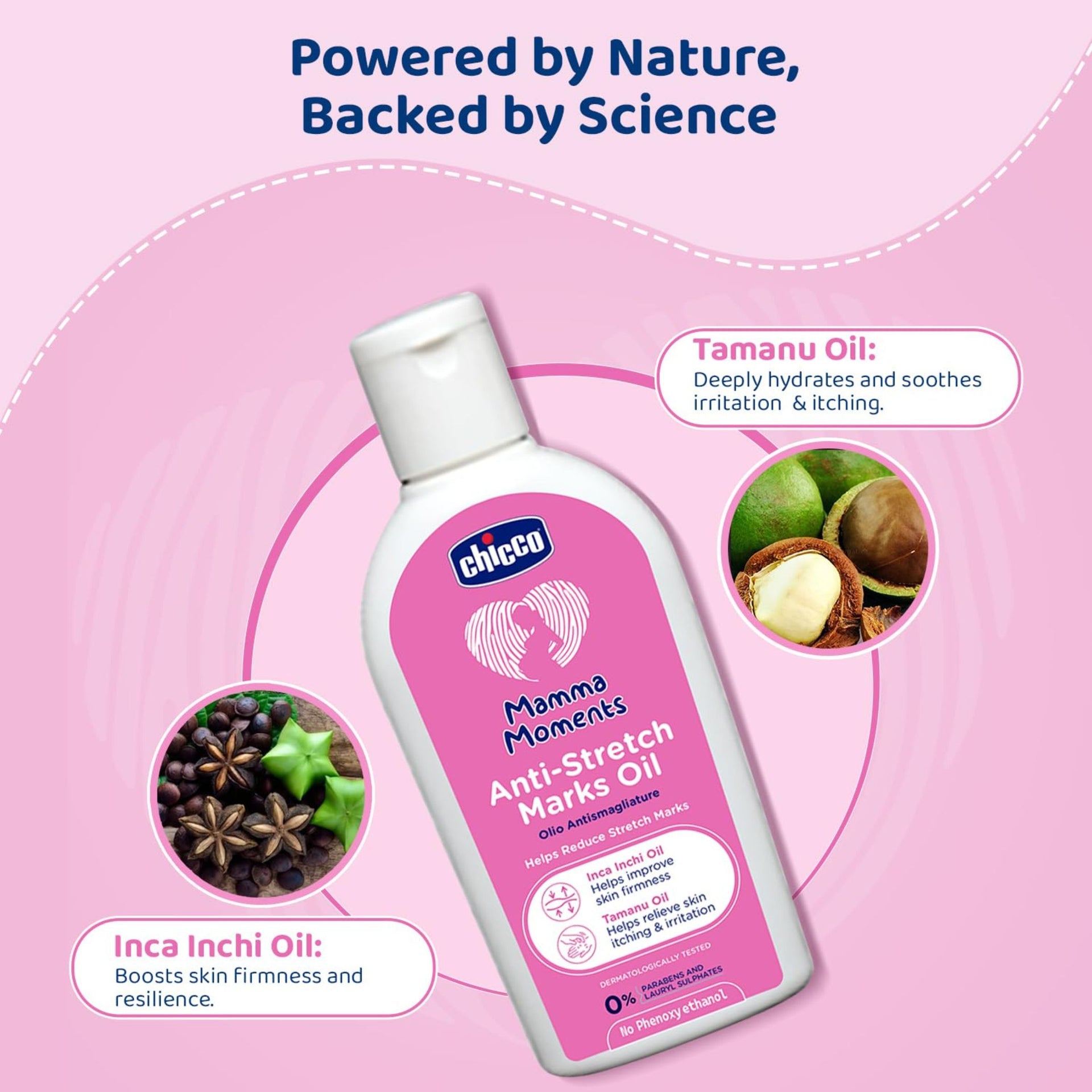 Chicco Mamma Moments Anti-Stretch Marks Oil – For Pregnancy & Postpartum Care