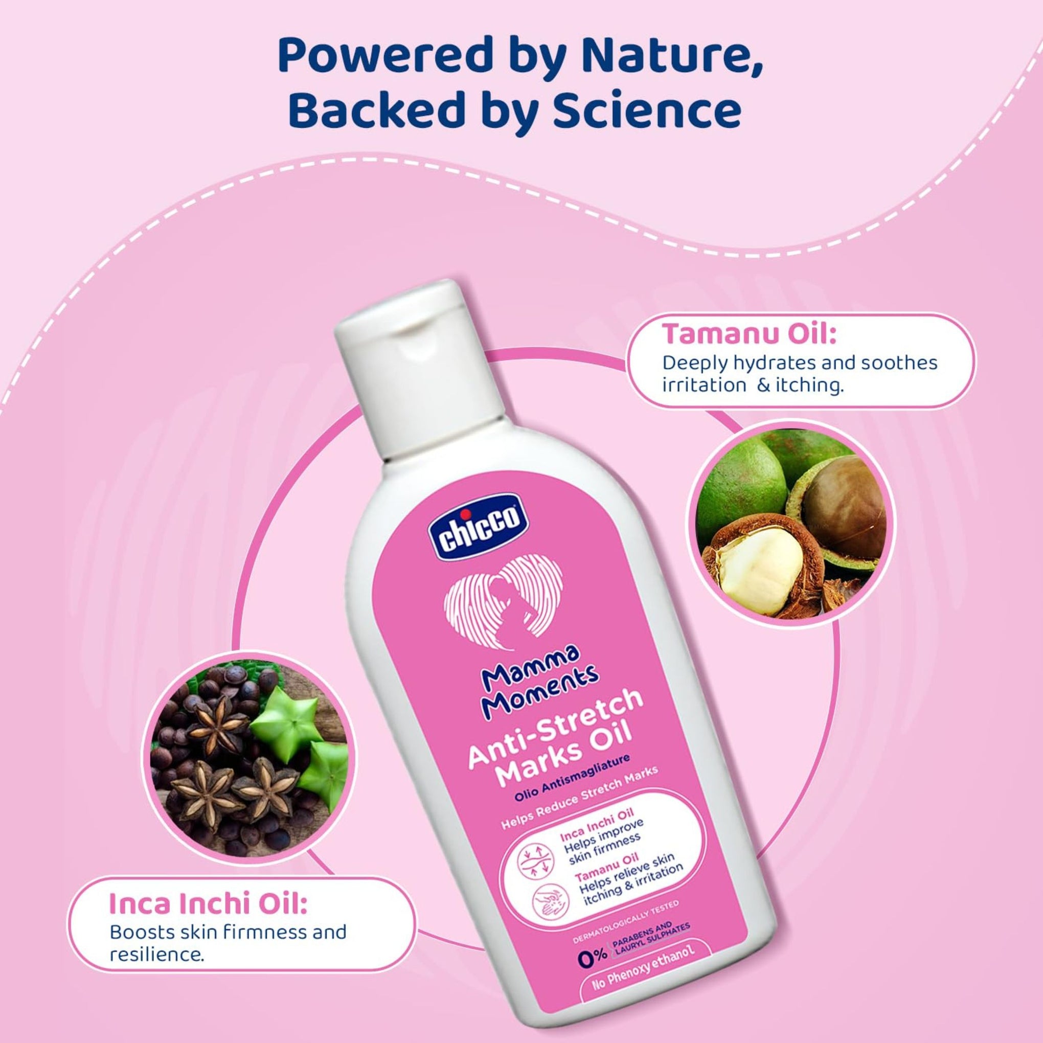 Chicco Mamma Moments Anti-Stretch Marks Oil – For Pregnancy & Postpartum Care