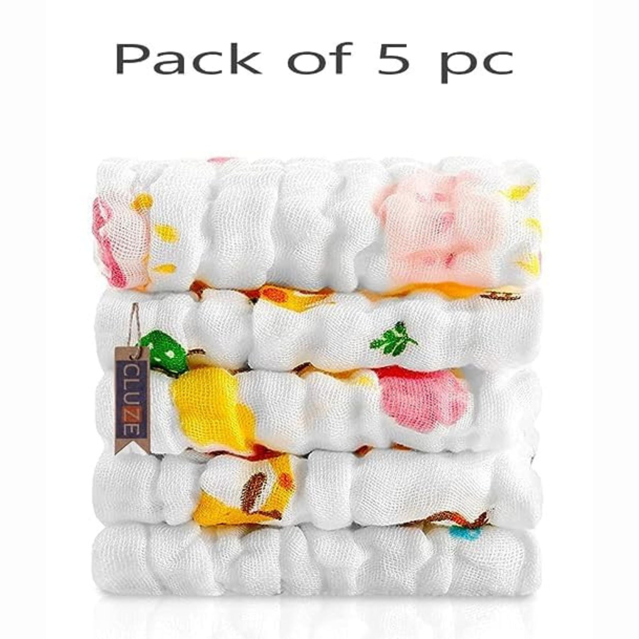 Smile Baby Soft Muslin Shark 100% Organic Bamboo Cotton Bath face New Born Baby Extra Soft Hankies Reusable Napkins for Infants Toddlers Towels Set (Pack of 5) (White).