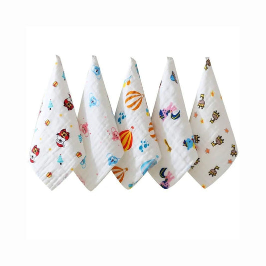 Smile Baby Soft Muslin Shark 100% Organic Bamboo Cotton Bath face New Born Baby Extra Soft Hankies Reusable Napkins for Infants Toddlers Towels Set (Pack of 5) (White).