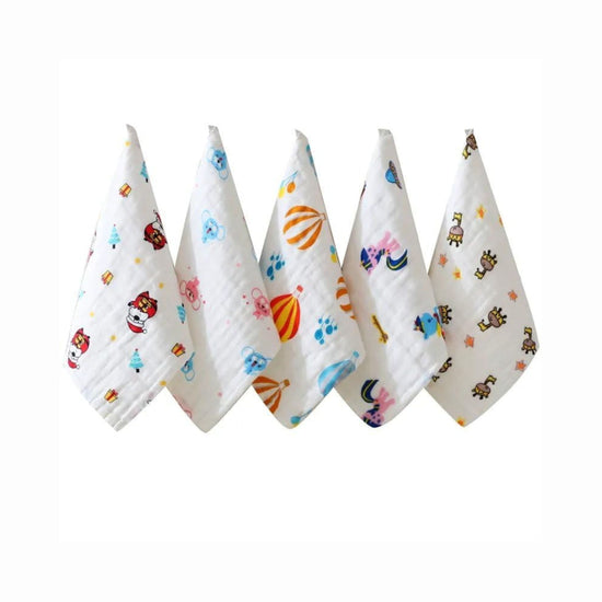 Smile Baby Soft Muslin Shark 100% Organic Bamboo Cotton Bath face New Born Baby Extra Soft Hankies Reusable Napkins for Infants Toddlers Towels Set (Pack of 5) (White).