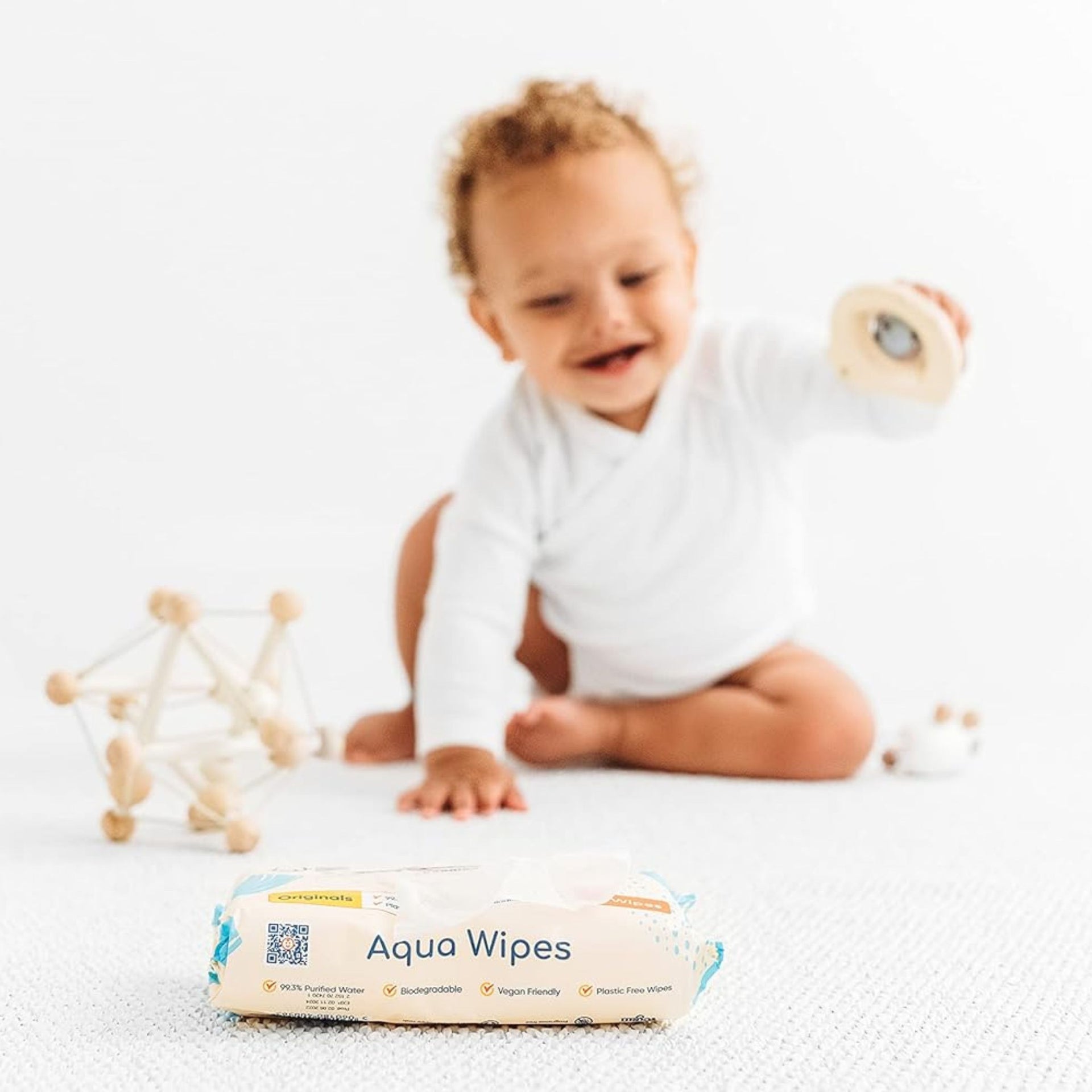 Aqua Wipes Originals Baby Wet Wipes | 99.9% Purified Water | Plastic-Free & Biodegradable | Organic Aloe Vera | Gentle for Sensitive Skin