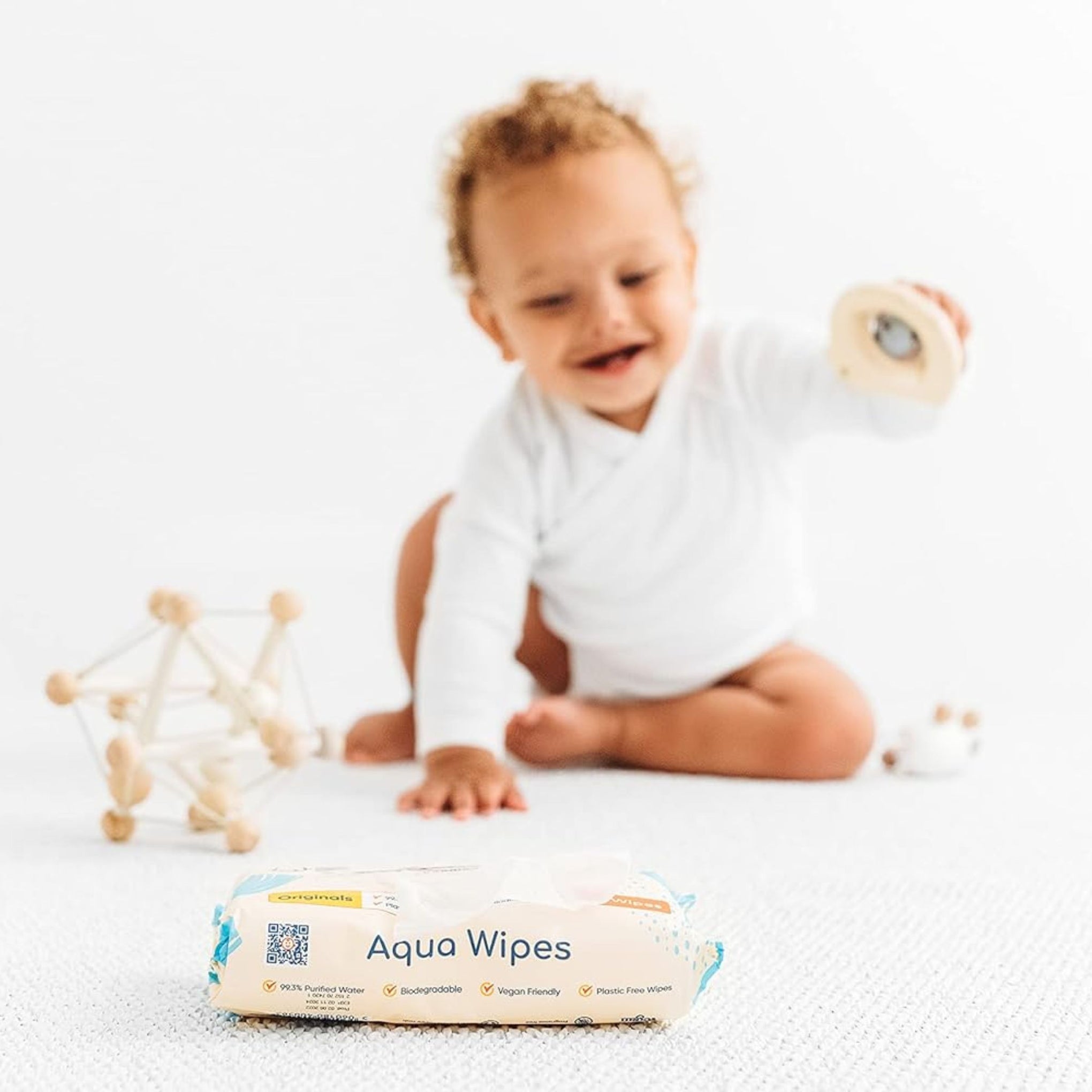 Aqua Wipes Originals Baby Wet Wipes | 99.9% Purified Water | Plastic-Free & Biodegradable | Organic Aloe Vera | Gentle for Sensitive Skin